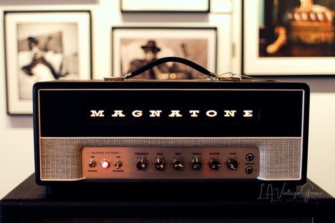 Magnatone Super 15 Tube Amplifier Head - Black Tolex - 15 Watts & In Mint Condition with Vinyl Cover!