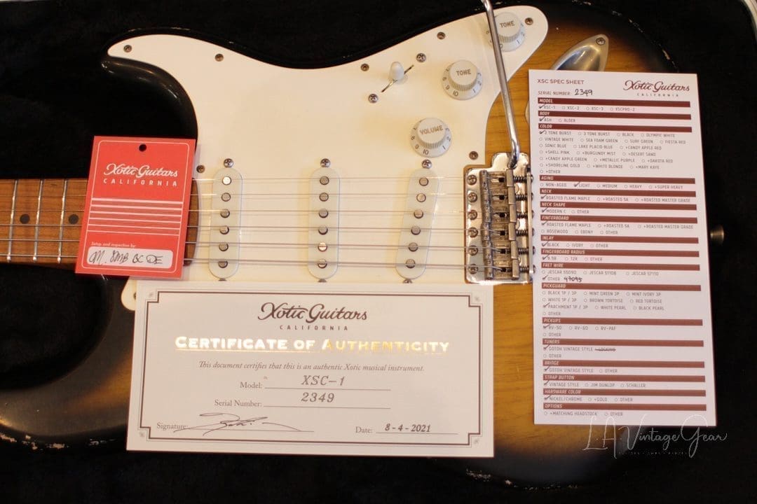 Xotic XSC-1 S-Style Lightly Relic'd Electric Guitar - 2 Tone Sunburst Finish & Roasted Flame Maple Neck #2349 - Image 17