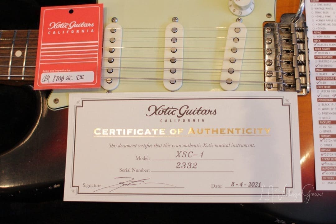 Xotic XSC-1 S-Style Lightly Relic'd Electric Guitar - 3 Tone Sunburst Finish & Roasted Flame Maple Neck #2332 - Image 17