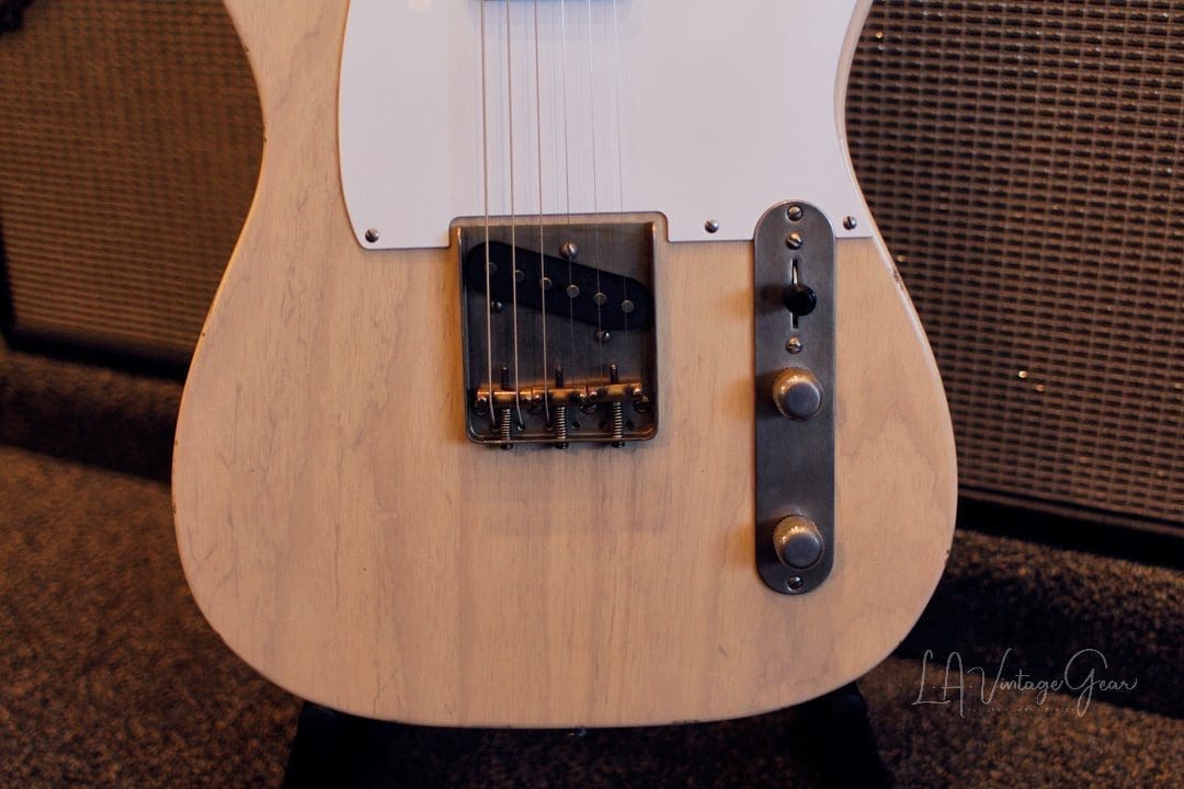 Xotic XTC-1 T-Style Lightly Relic'd Electric Guitar - Whiteguard Blonde & Roasted Flame Maple Neck #2333 - Image 4