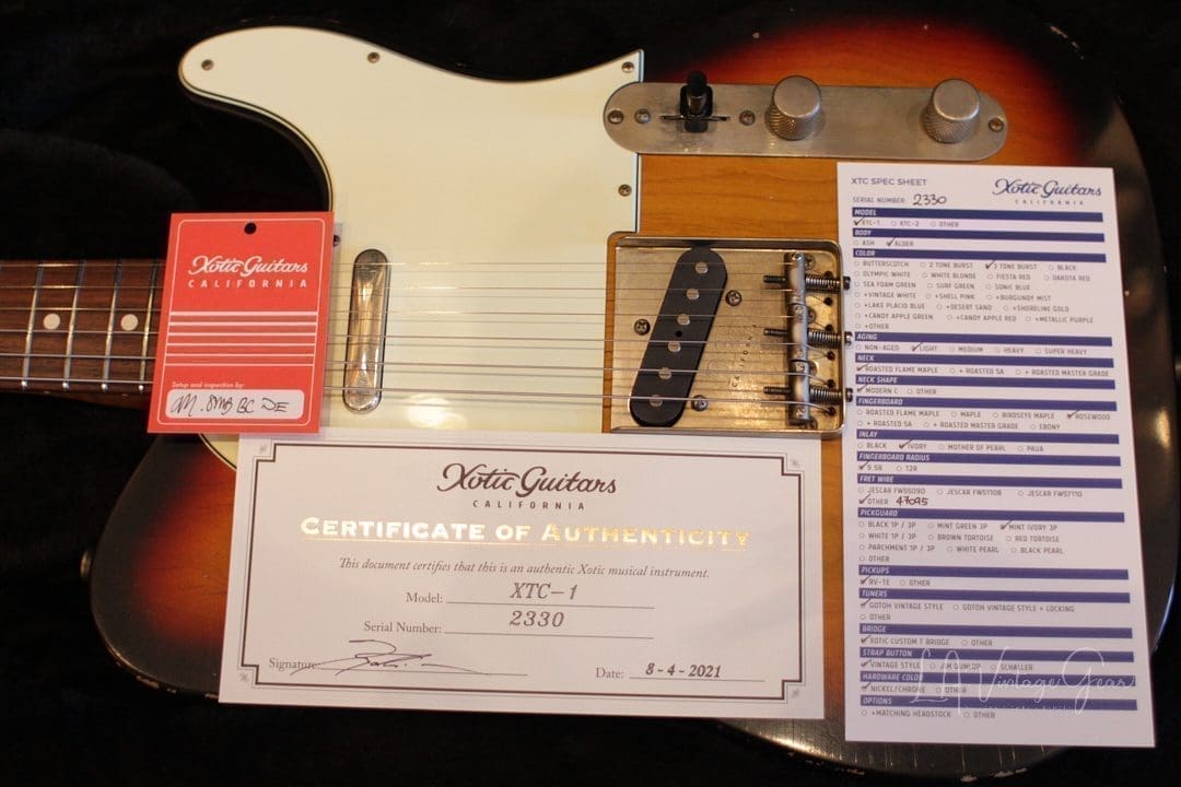 Xotic XTC-1 T-Style Light Relic Electric Guitar-3T Sunburst-Roasted Flame Maple Neck #2330 - Image 13