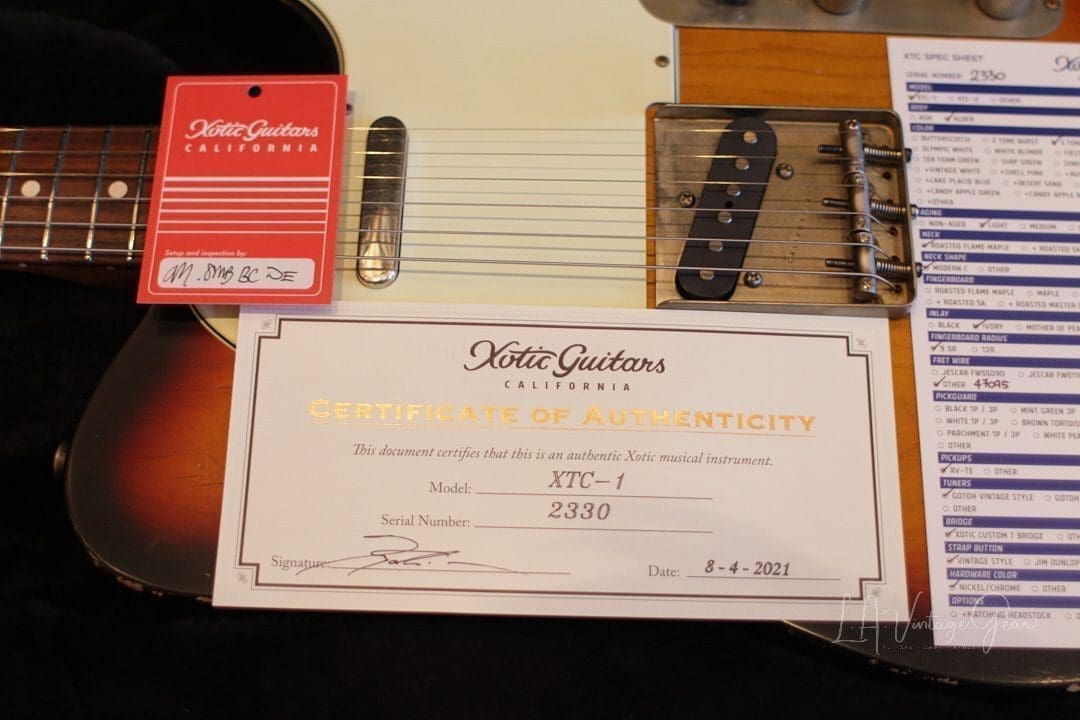 Xotic XTC-1 T-Style Light Relic Electric Guitar-3T Sunburst-Roasted Flame Maple Neck #2330 - Image 12
