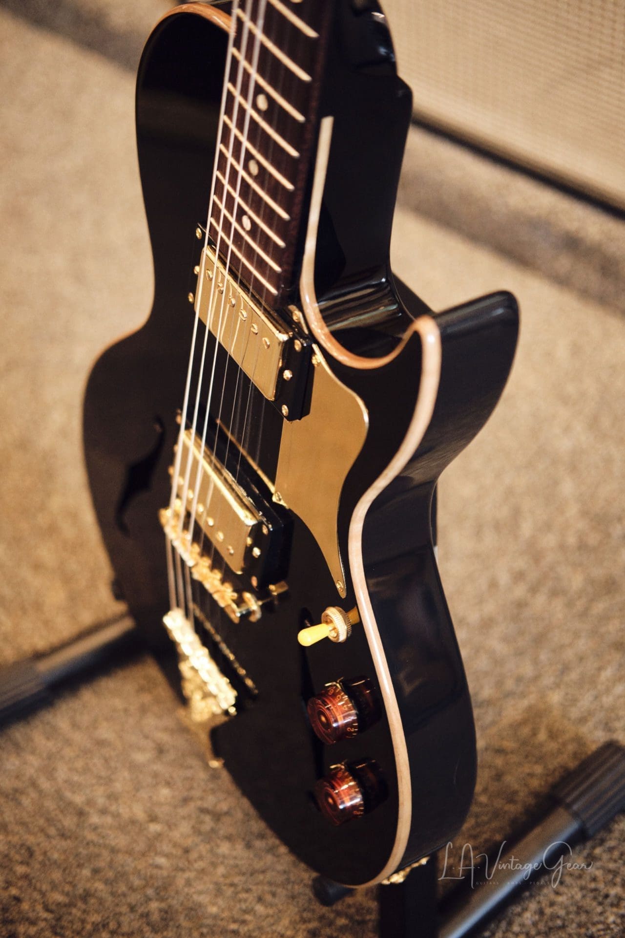 B&G Little Sister Crossroads Electric Guitar - Glossy Black Finish - Image 11