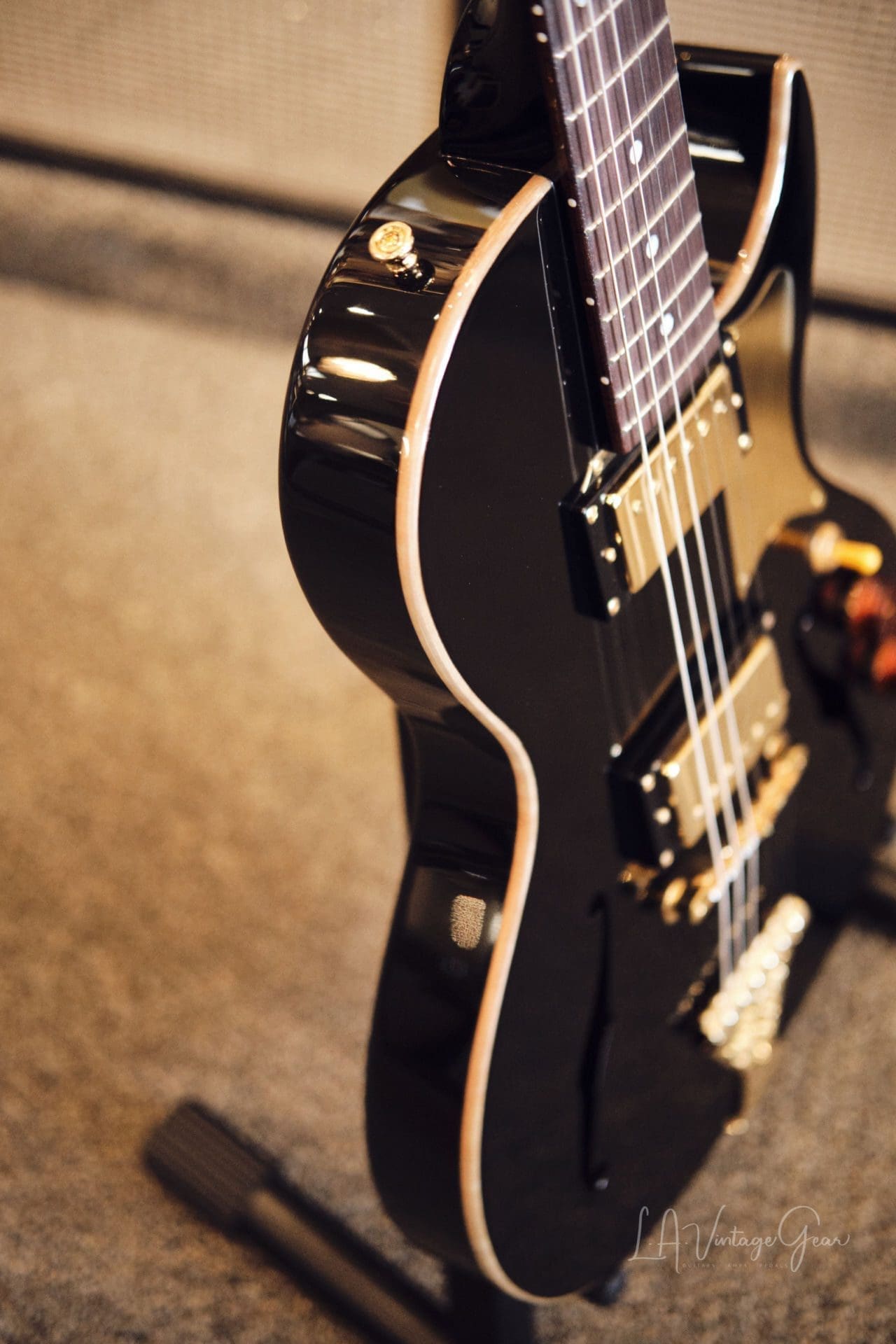 B&G Little Sister Crossroads Electric Guitar - Glossy Black Finish - Image 12