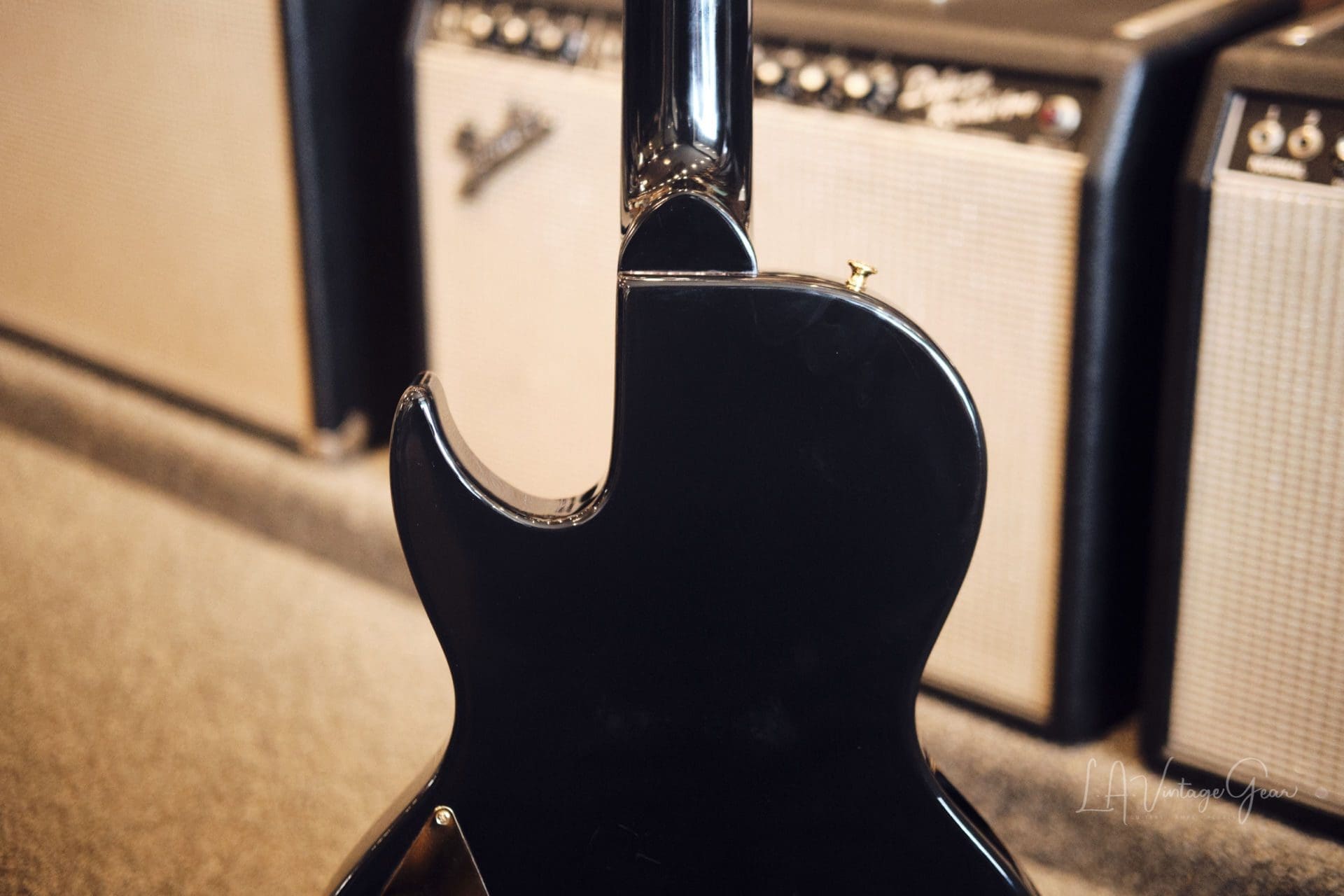 B&G Little Sister Crossroads Electric Guitar - Glossy Black Finish - Image 15