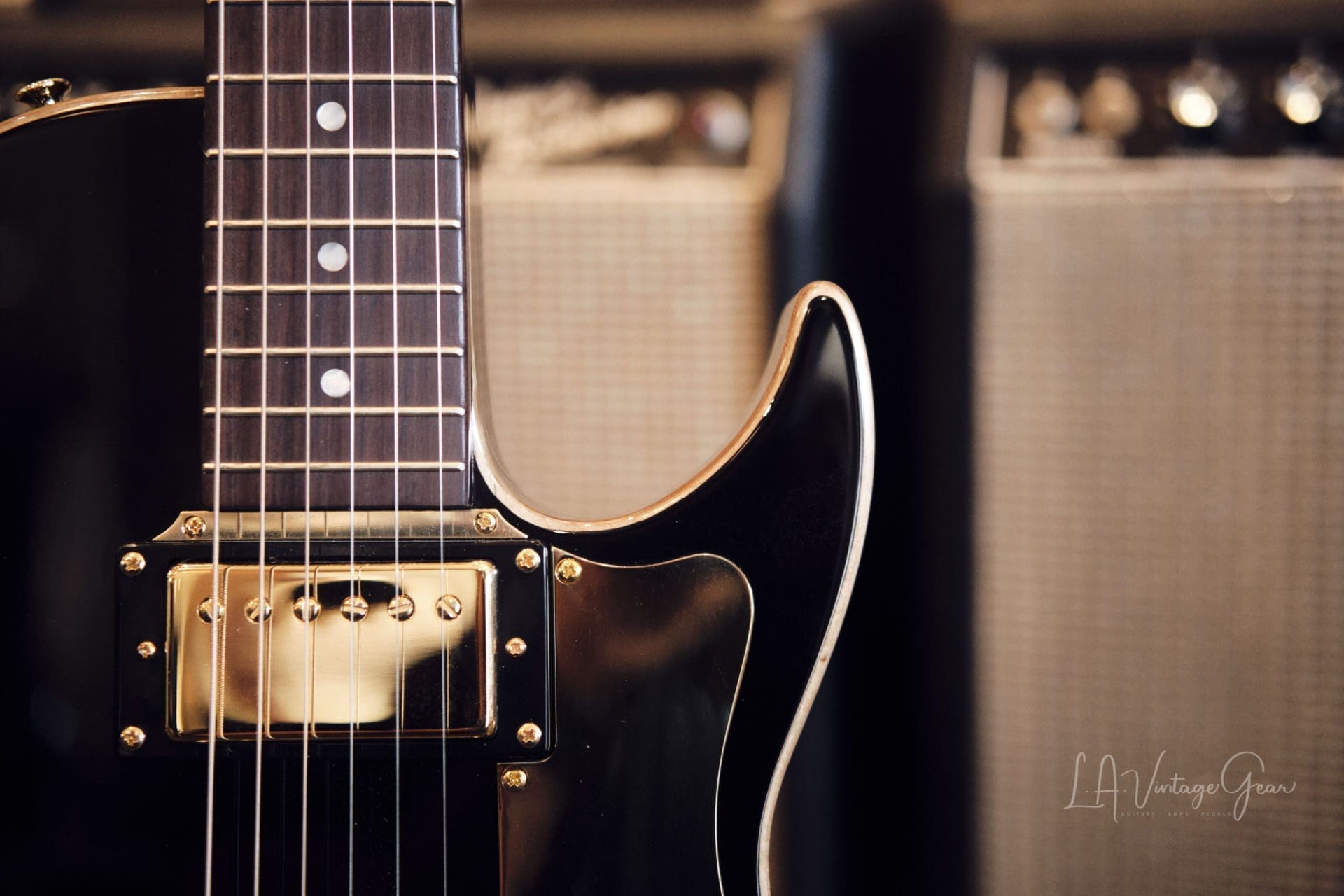 B&G Little Sister Crossroads Electric Guitar - Glossy Black Finish - Image 5