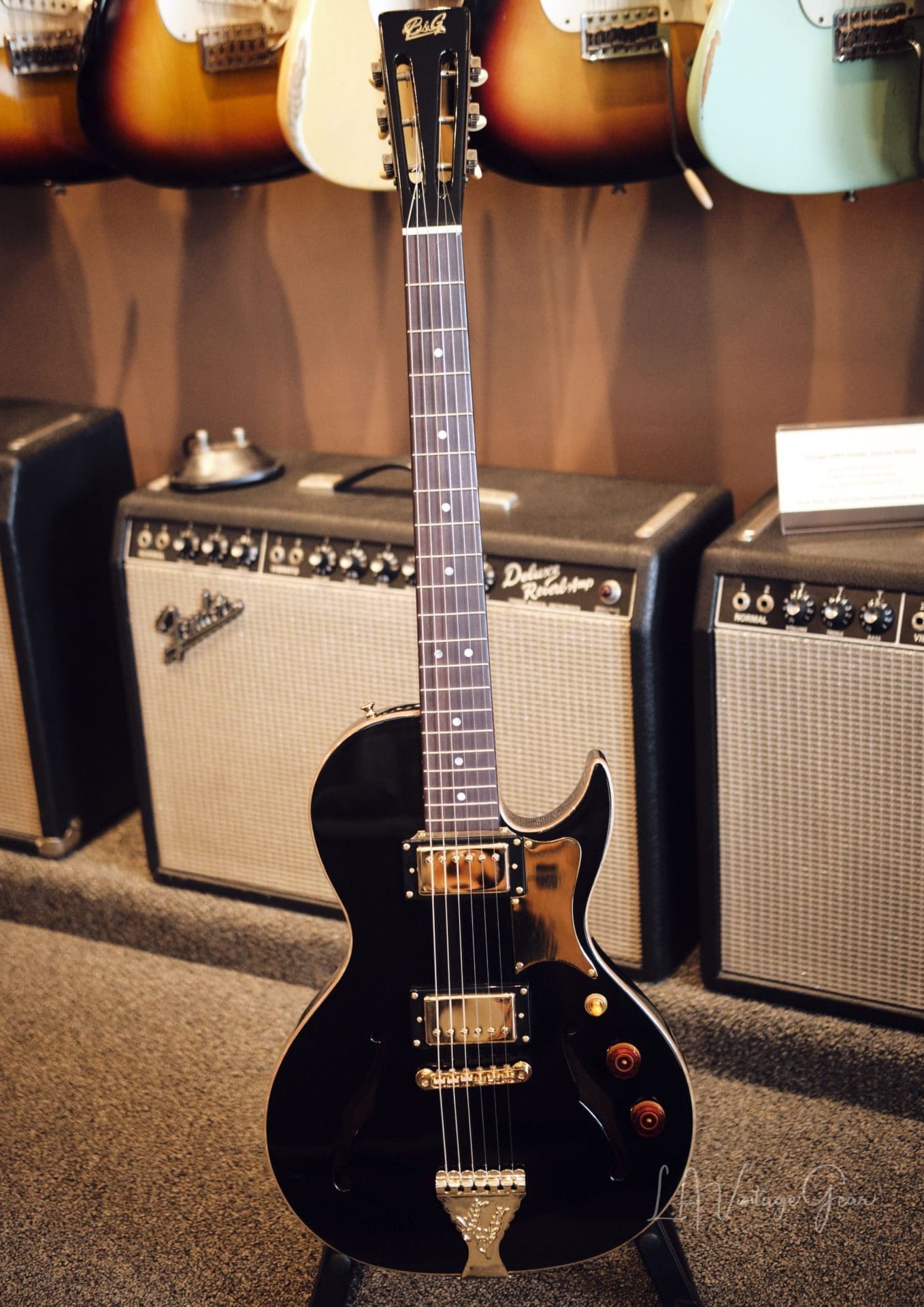 B&G Little Sister Crossroads Electric Guitar - Glossy Black Finish