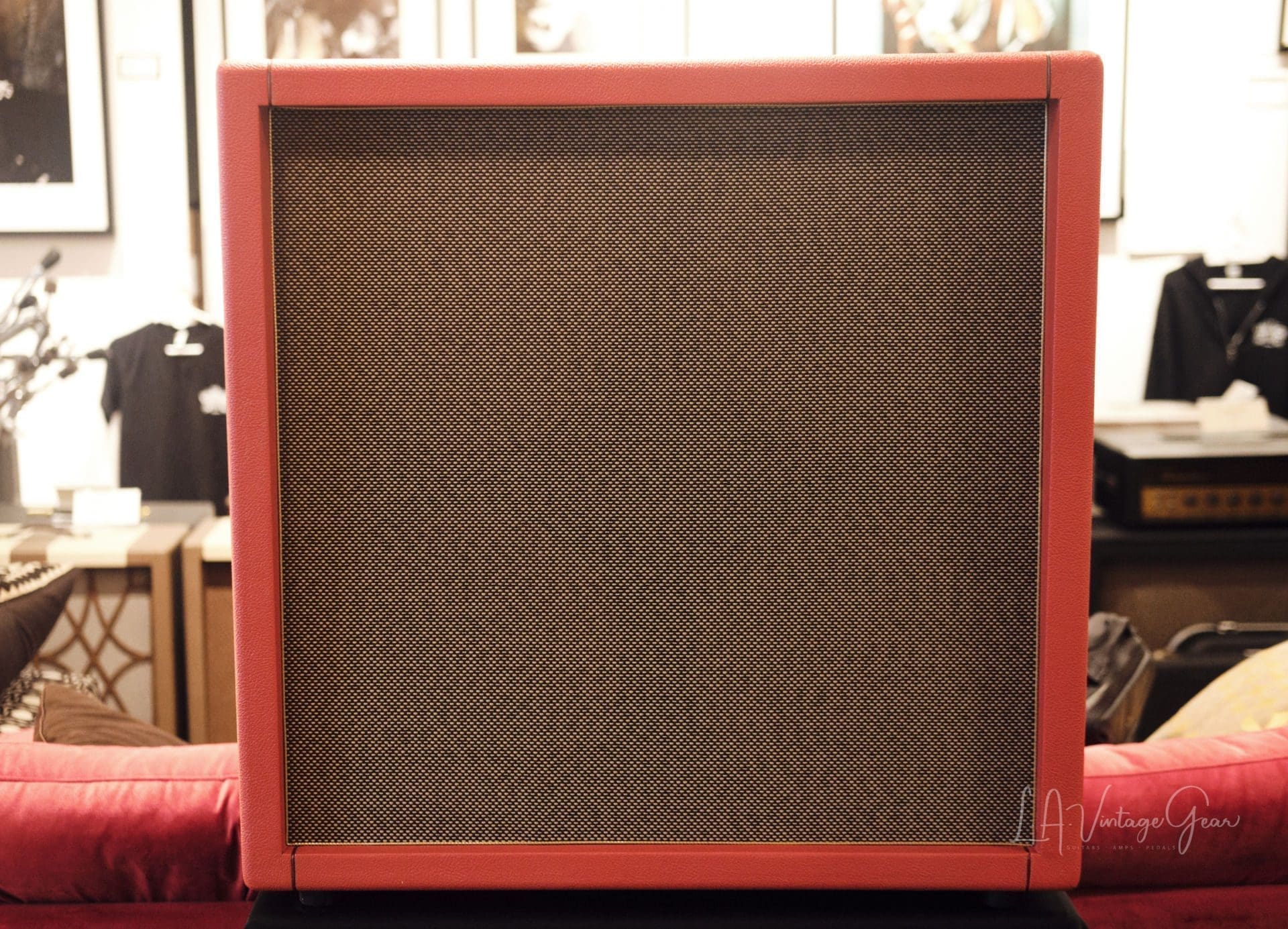 Kerry Wright Tribute Series 4 x 12 Guitar Speaker Cabinet-in Red Tolex with Gold Piping - Unloaded