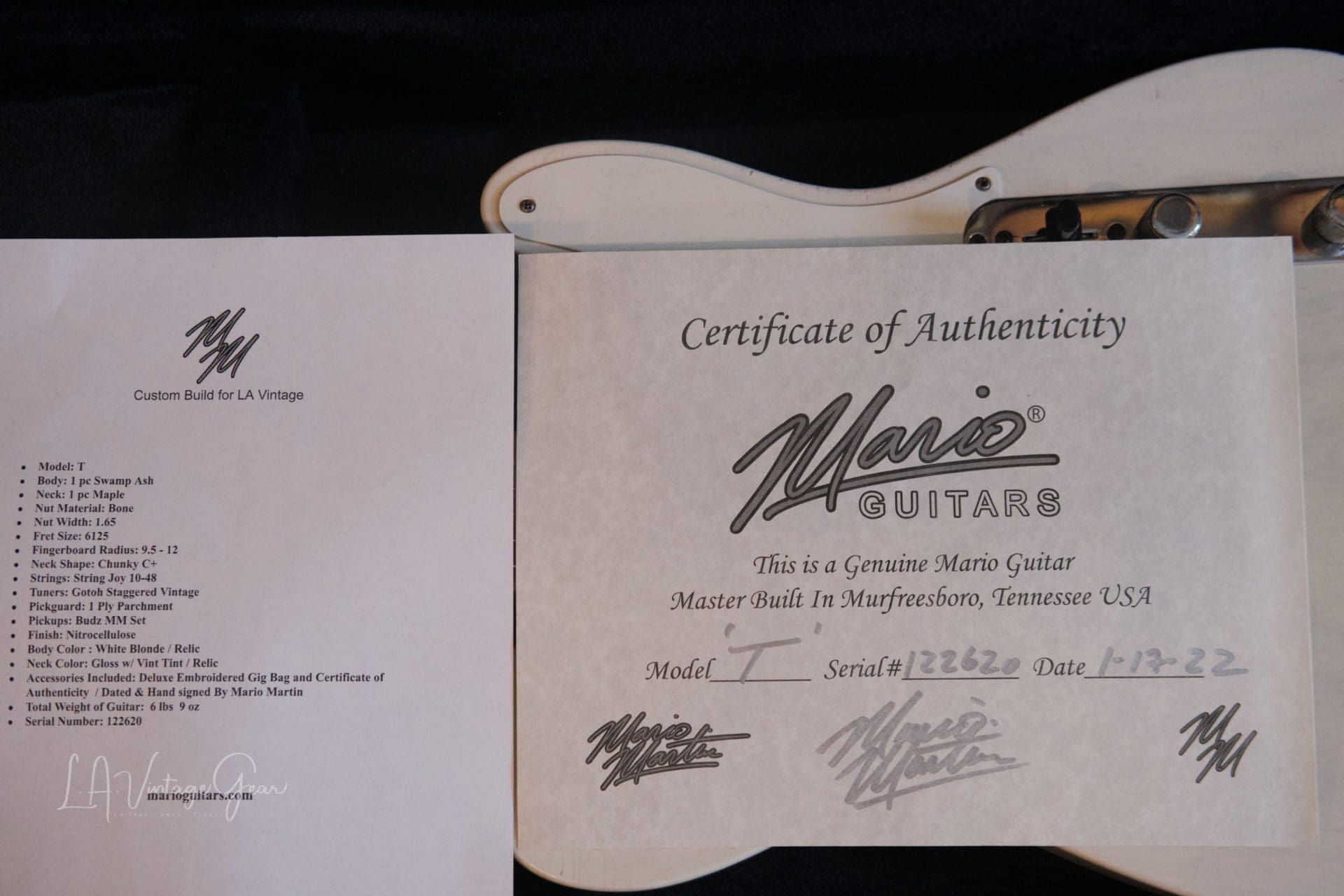 Mario Martin 'Model-T' Whiteguard Electric Guitar (2022) - Swamp Ash Body & Maple Neck - New Build - Image 17