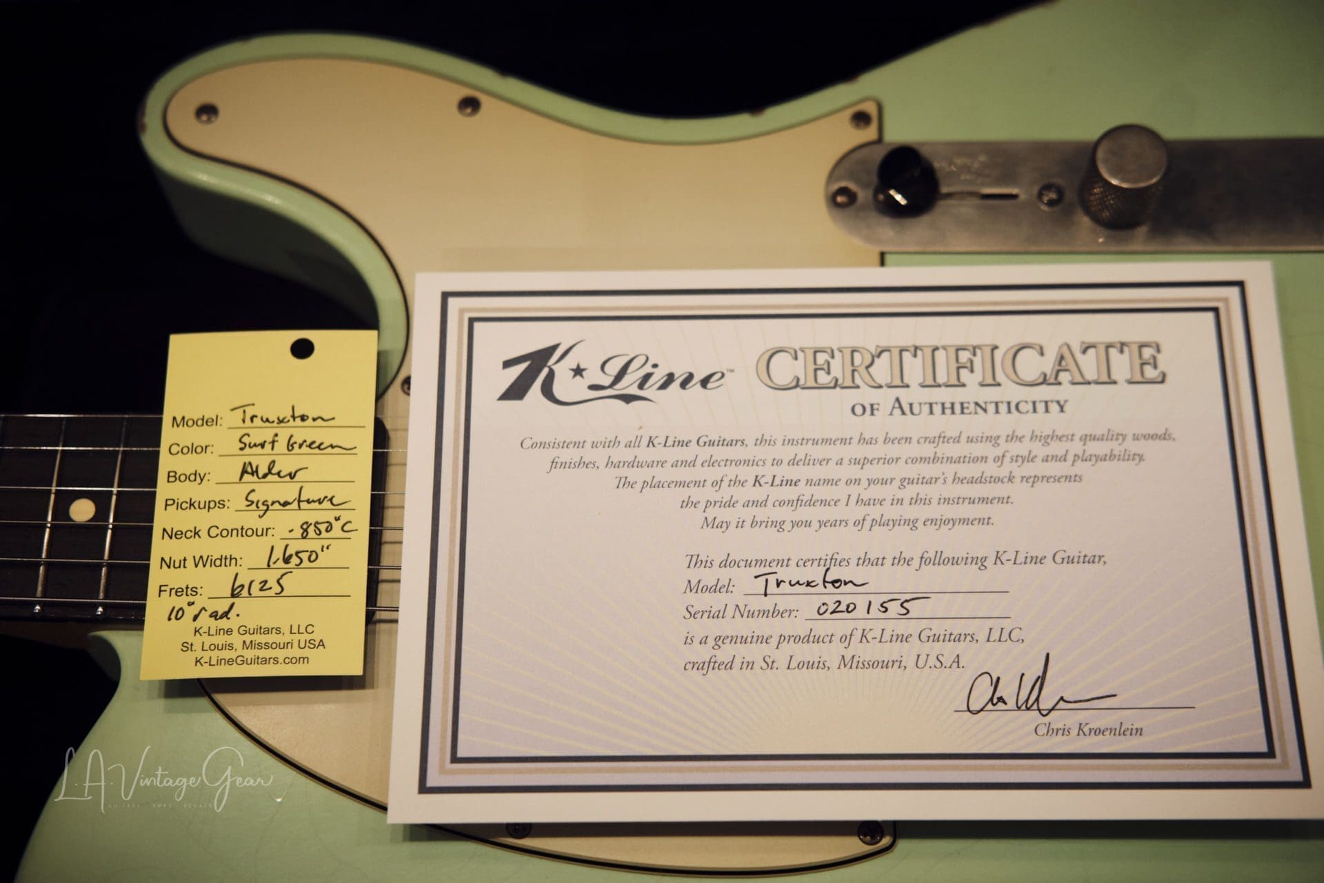 K-Line Truxton T-Style Electric Guitar - Lightly Relic'd Surf Green Finish - Brand New! - Image 15