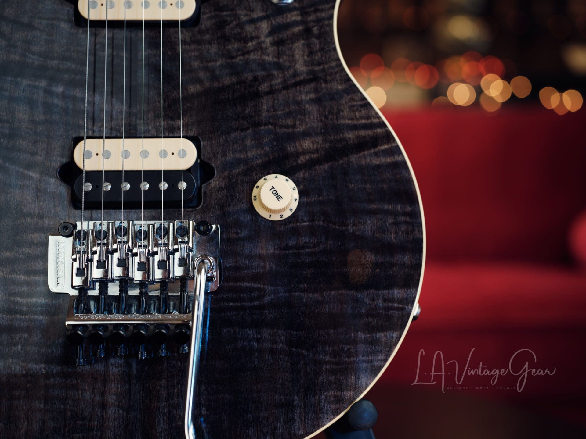 Ernie Ball Music Man 1991 EVH Wolfgang Electric Guitar - Black Translucent Finish - Image 5