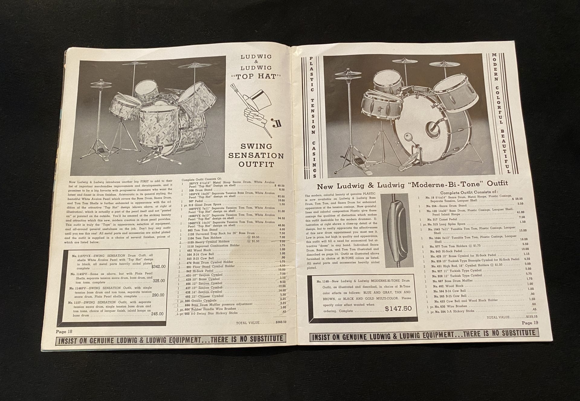 Vintage 1941 Ludwig "Top Hat & Cane " Drum Kit - All Original, Rare & Collectible! - Image 43