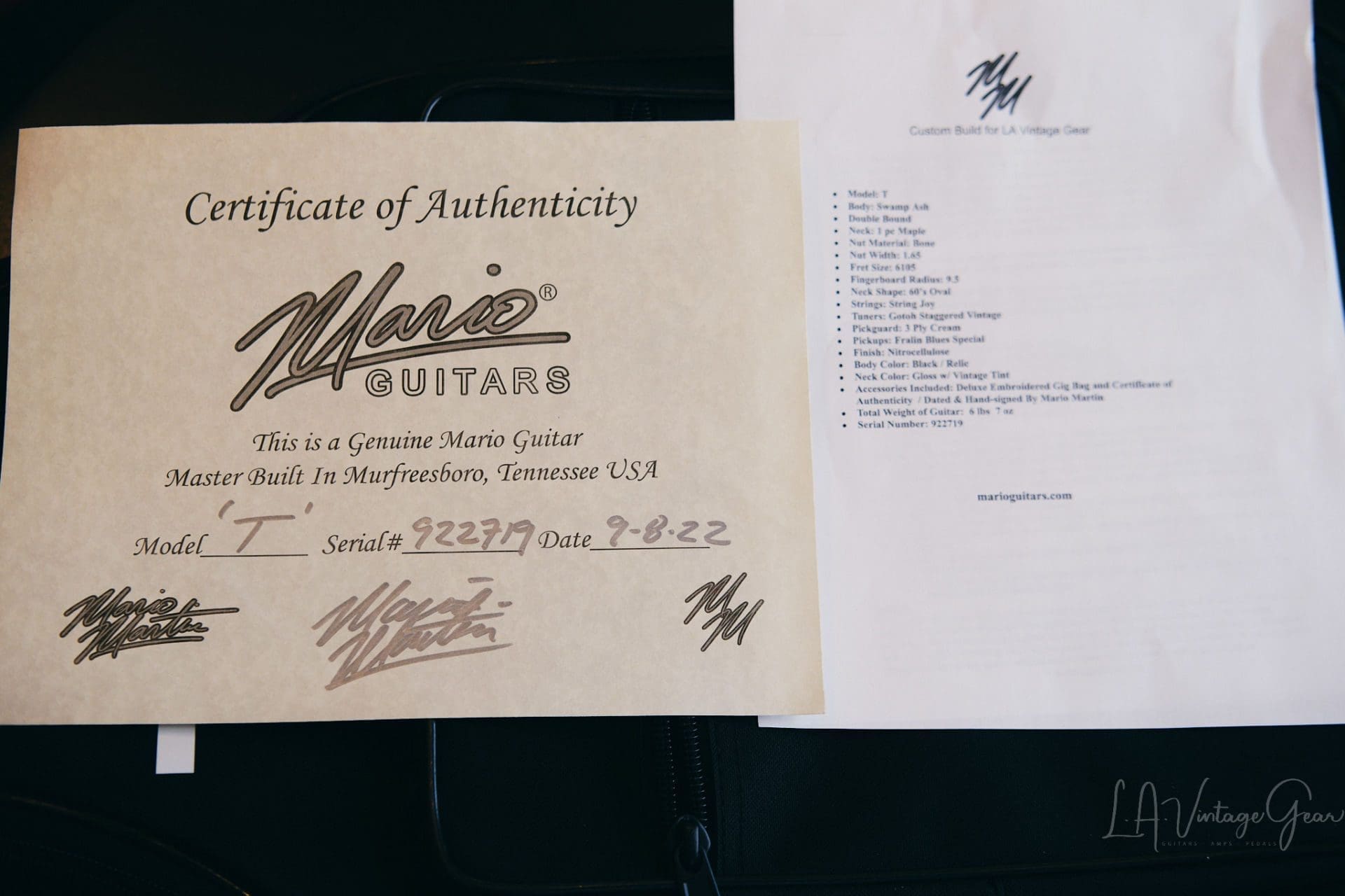 Mario Martin Model-T Double Bound Electric Guitar-Lightly Relic'd in a Black Finish - Recently Born - Image 20