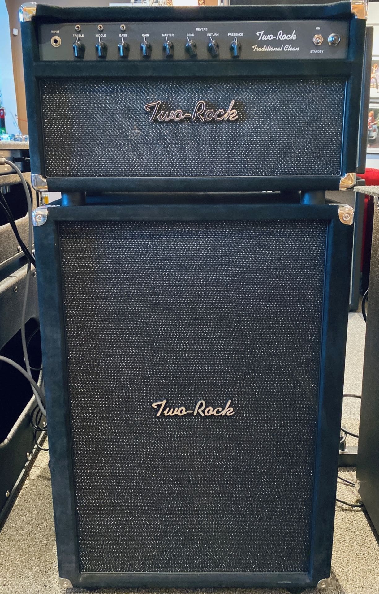 Two Rock Traditional Clean 40 Watt Head and 2x12 Vertical Cab - Black Suede - Gently Used!