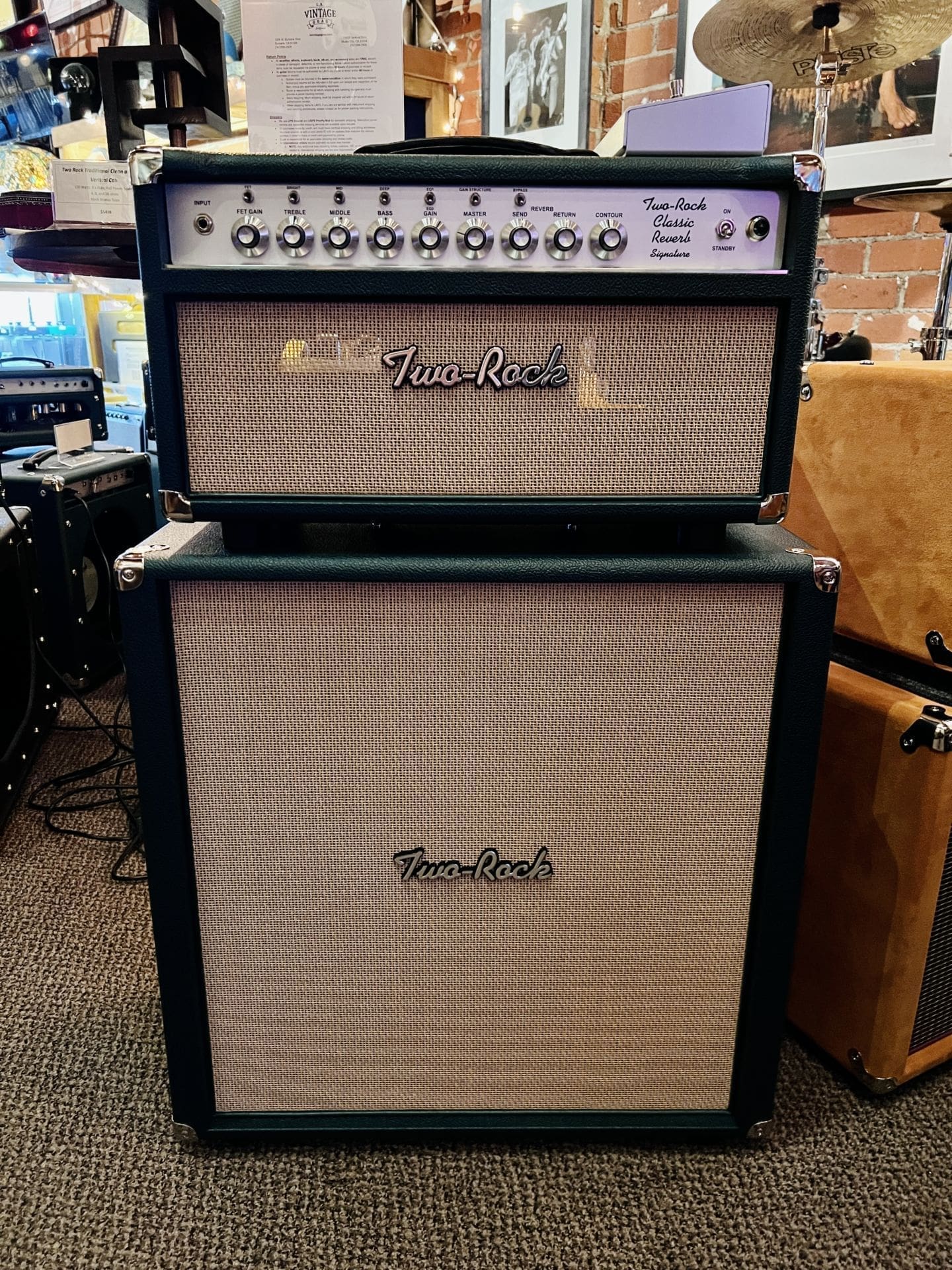 Two Rock Classic Reverb Signature 100W Head and 4x10 Cab - British Racing Green Tolex