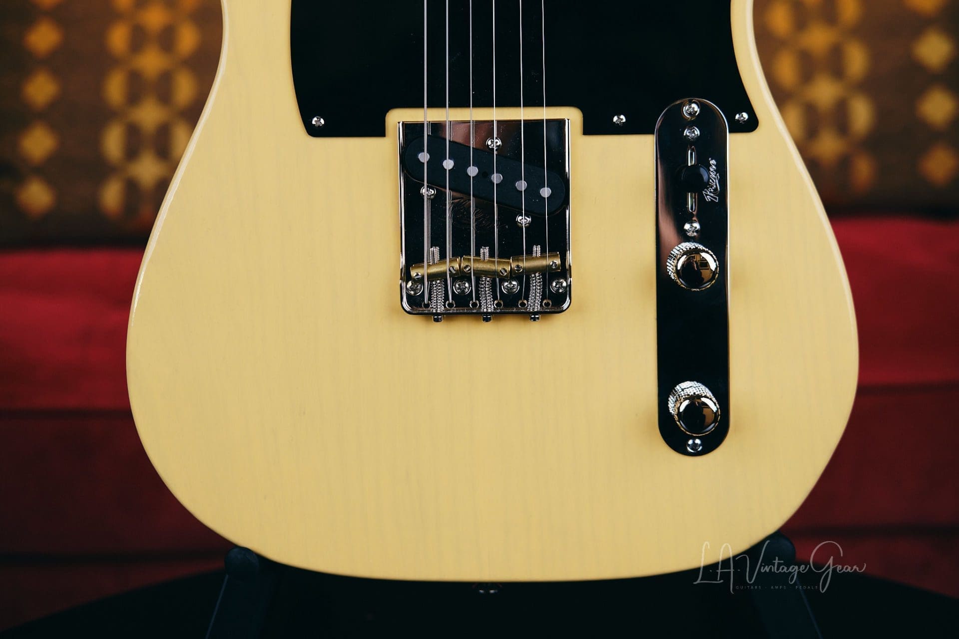 K-Line 'Truxton' T-Style Electric Guitar - Butterscotch Blonde Blackguard "Non-Relic'd" Finish - V Neck Profile - Image 4