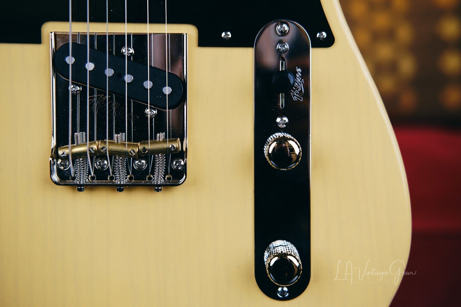 K-Line 'Truxton' T-Style Electric Guitar - Butterscotch Blonde Blackguard "Non-Relic'd" Finish - V Neck Profile - Image 5