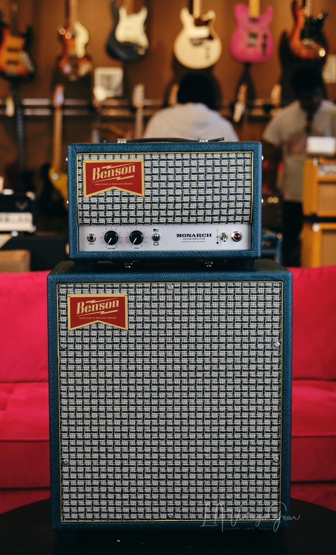 Benson Monarch 15 Watt Head & 1x12 Matching Cab - Green Tolex & Checker Grill Cloth!