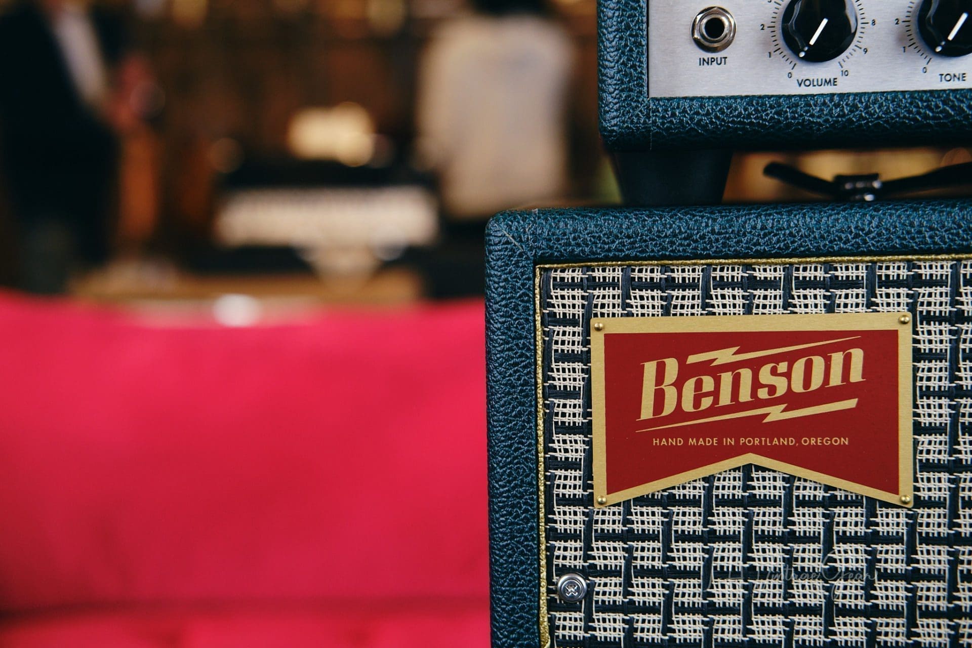 Benson Monarch 15 Watt Head & 1x12 Matching Cab - Green Tolex & Checker Grill Cloth! - Image 4