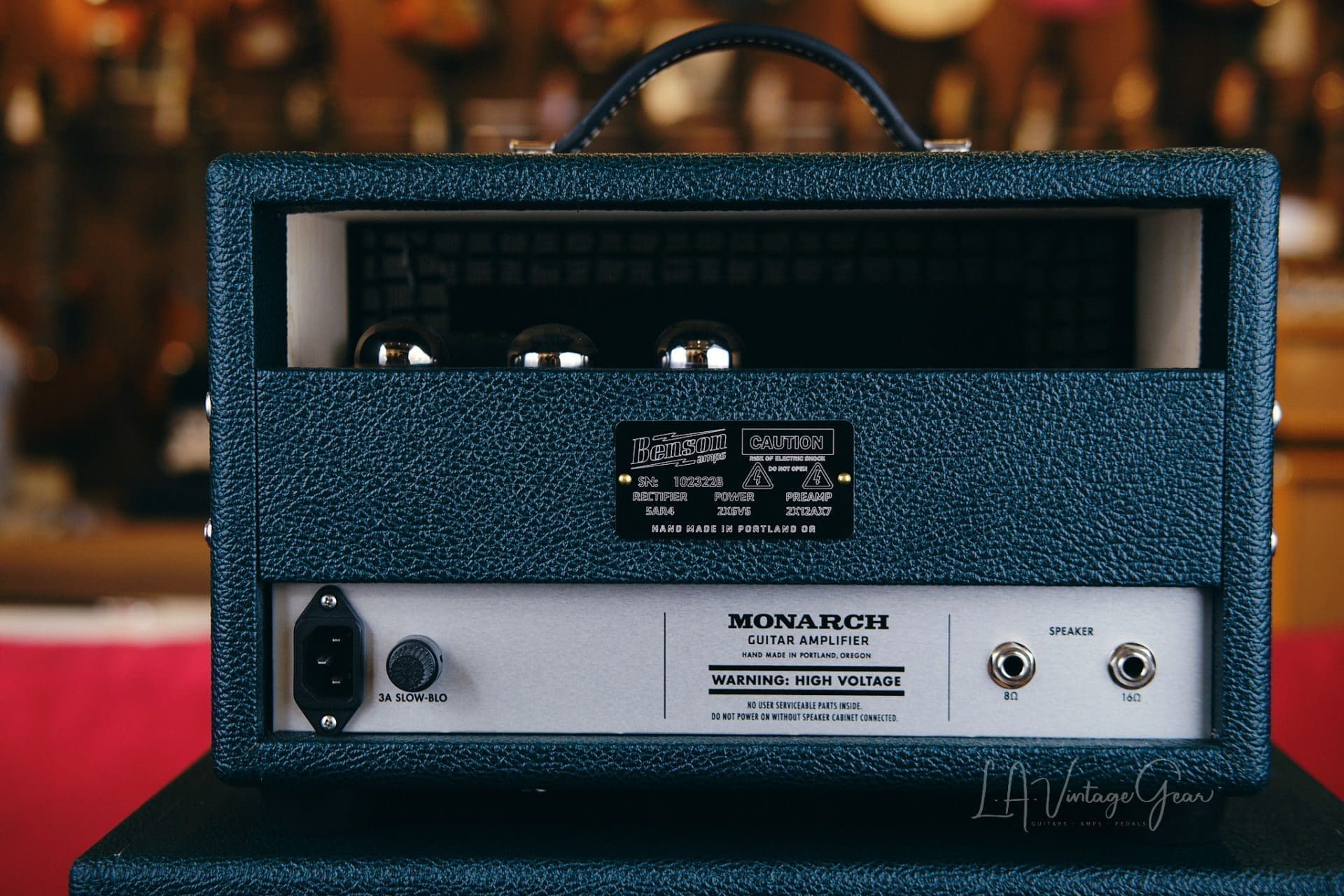 Benson Monarch 15 Watt Head & 1x12 Matching Cab - Green Tolex & Checker Grill Cloth! - Image 3