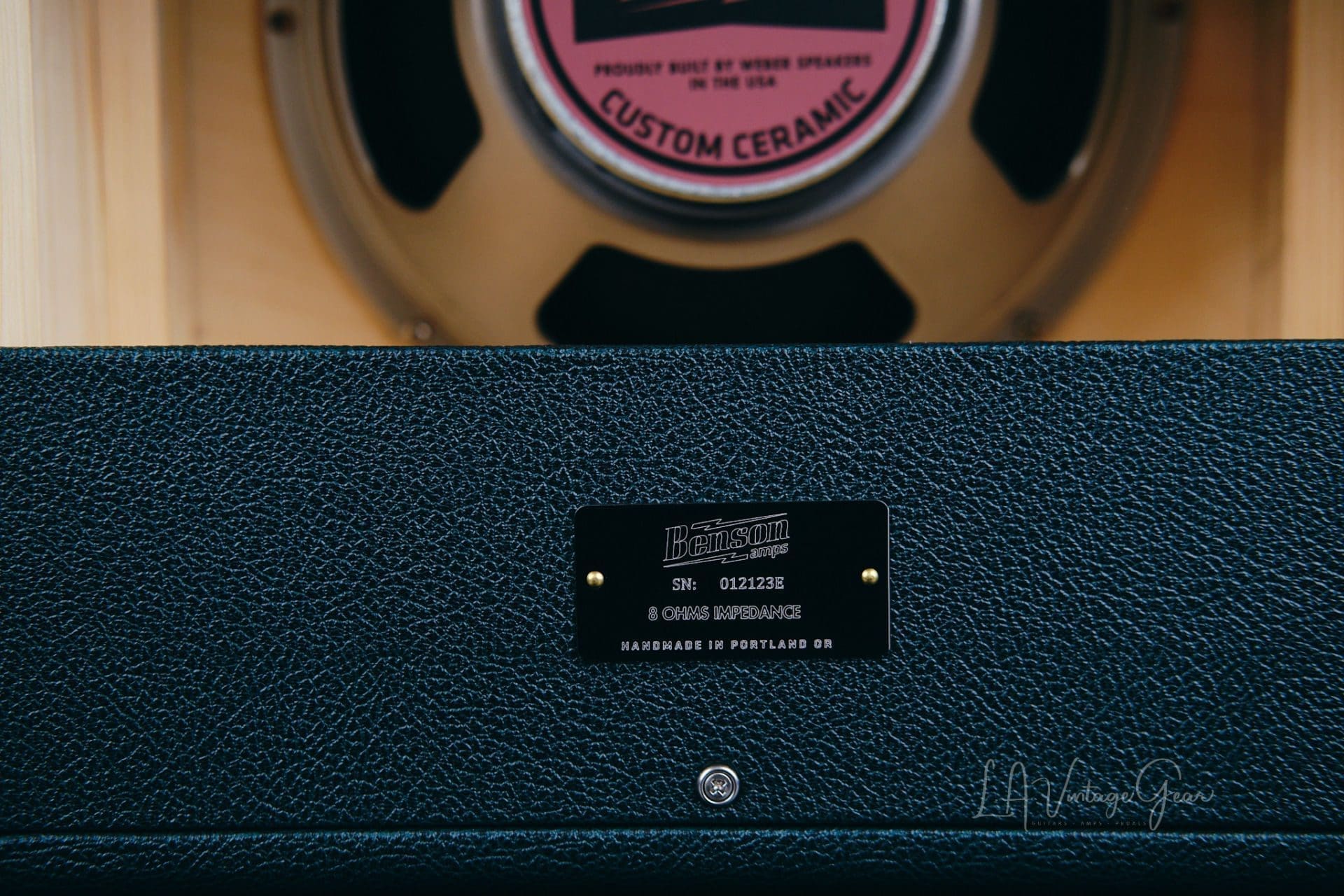 Benson Monarch 15 Watt Head & 1x12 Matching Cab - Green Tolex & Checker Grill Cloth! - Image 6