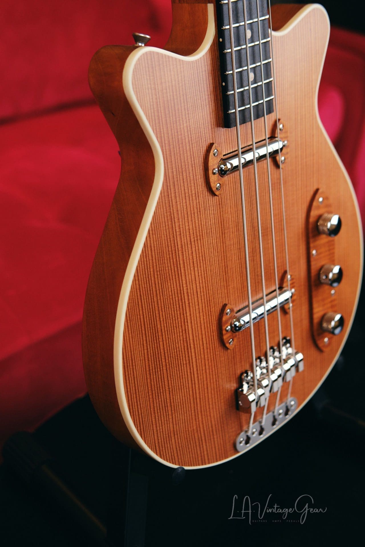 Grez 'Mendocino' Long Scale Electric Bass Guitar-Lightweight Semi-Hollowbody! Solid Old Growth Redwood Top! - Image 13