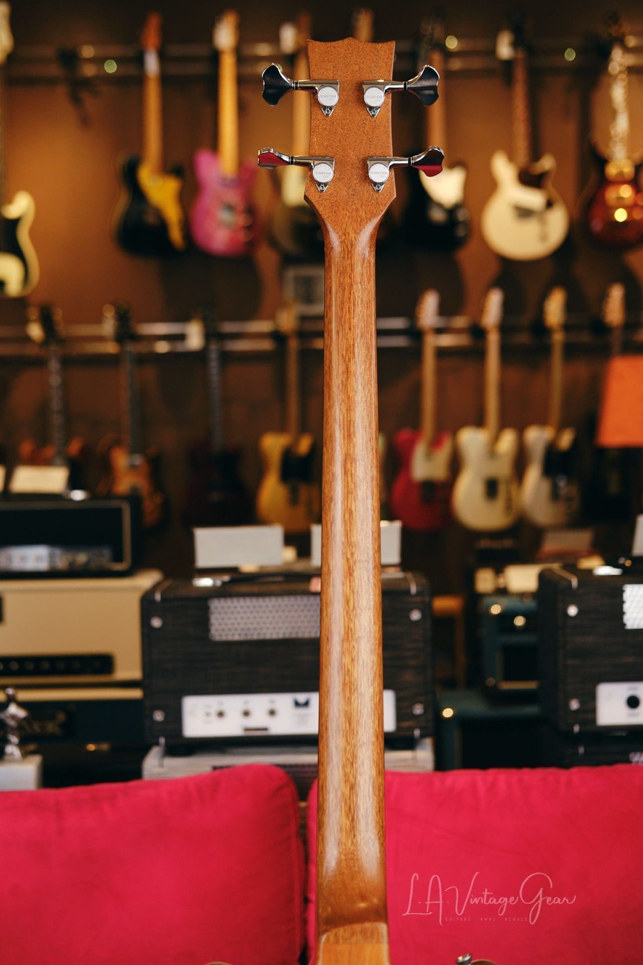 Grez 'Mendocino' Long Scale Electric Bass Guitar-Lightweight Semi-Hollowbody! Solid Old Growth Redwood Top! - Image 18