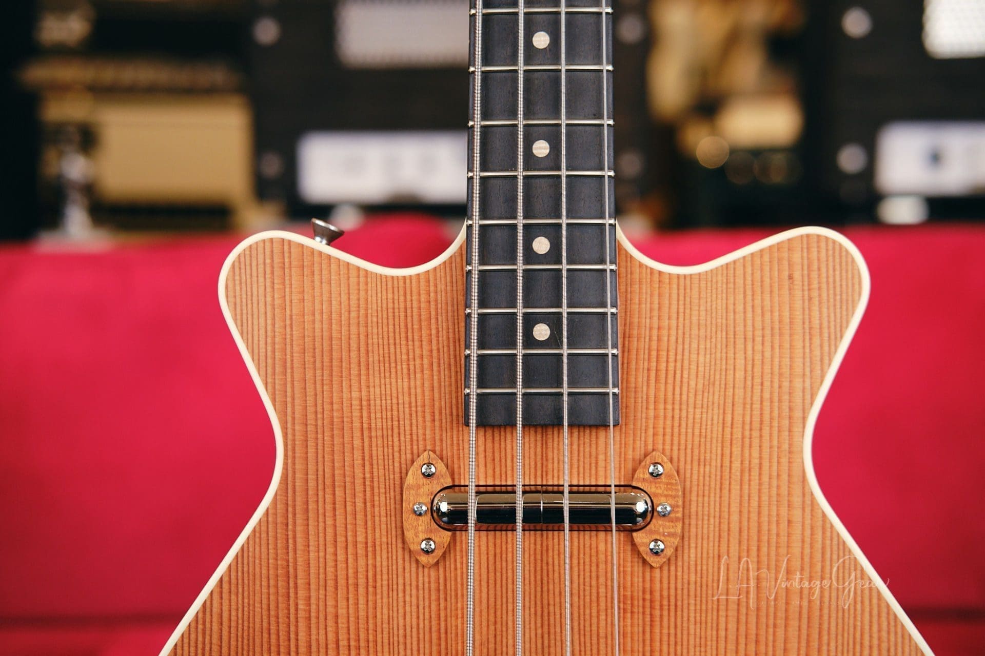 Grez 'Mendocino' Long Scale Electric Bass Guitar-Lightweight Semi-Hollowbody! Solid Old Growth Redwood Top! - Image 3