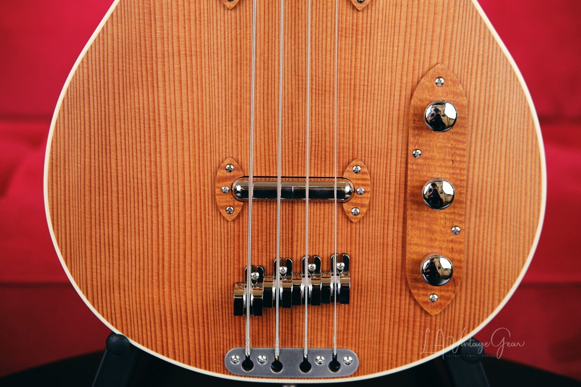 Grez 'Mendocino' Long Scale Electric Bass Guitar-Lightweight Semi-Hollowbody! Solid Old Growth Redwood Top! - Image 5