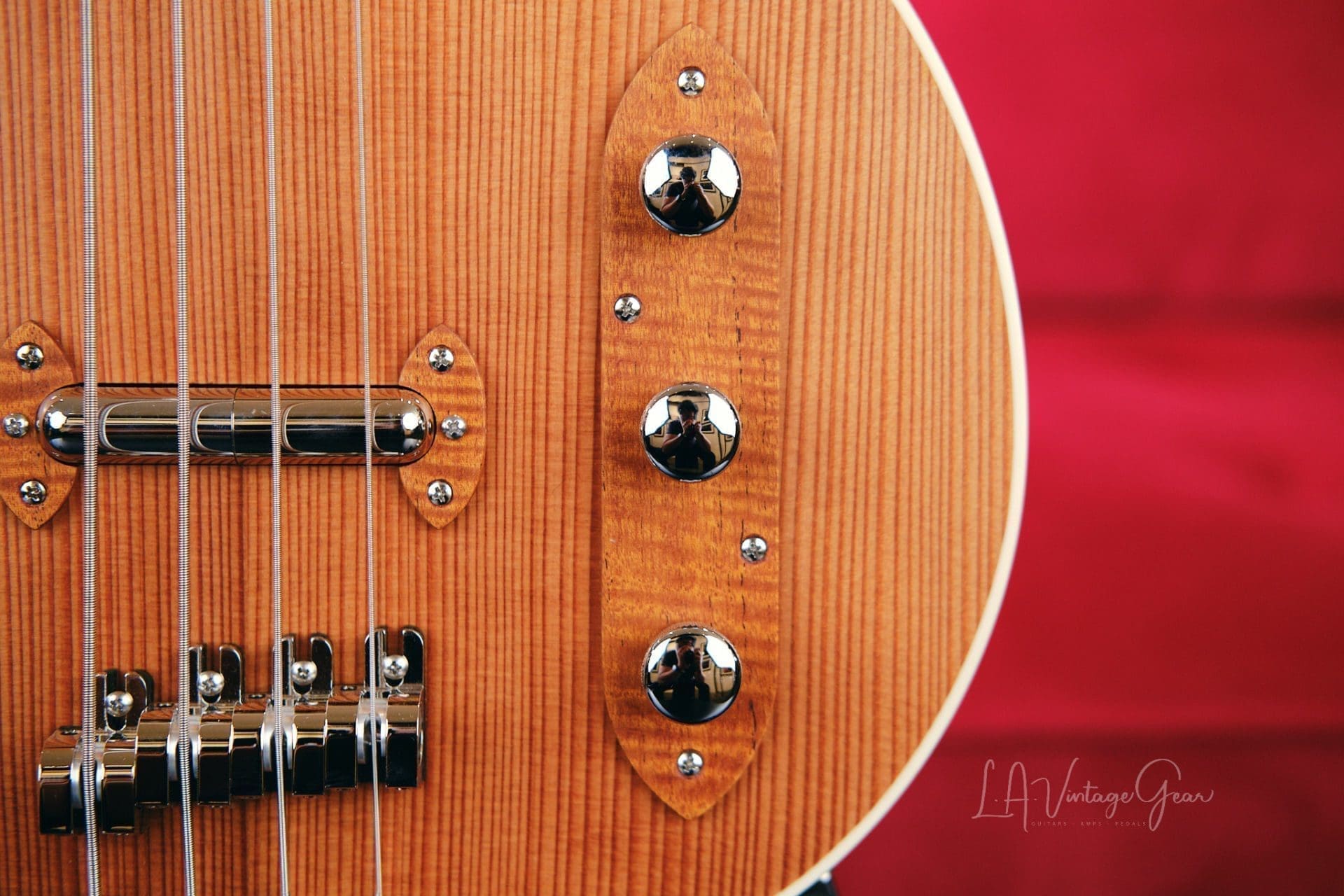 Grez 'Mendocino' Long Scale Electric Bass Guitar-Lightweight Semi-Hollowbody! Solid Old Growth Redwood Top! - Image 6