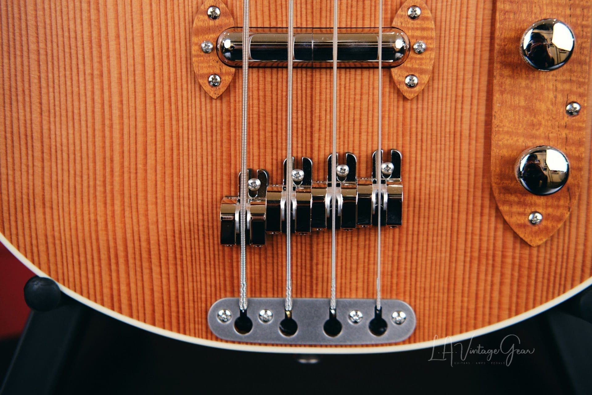 Grez 'Mendocino' Long Scale Electric Bass Guitar-Lightweight Semi-Hollowbody! Solid Old Growth Redwood Top! - Image 7