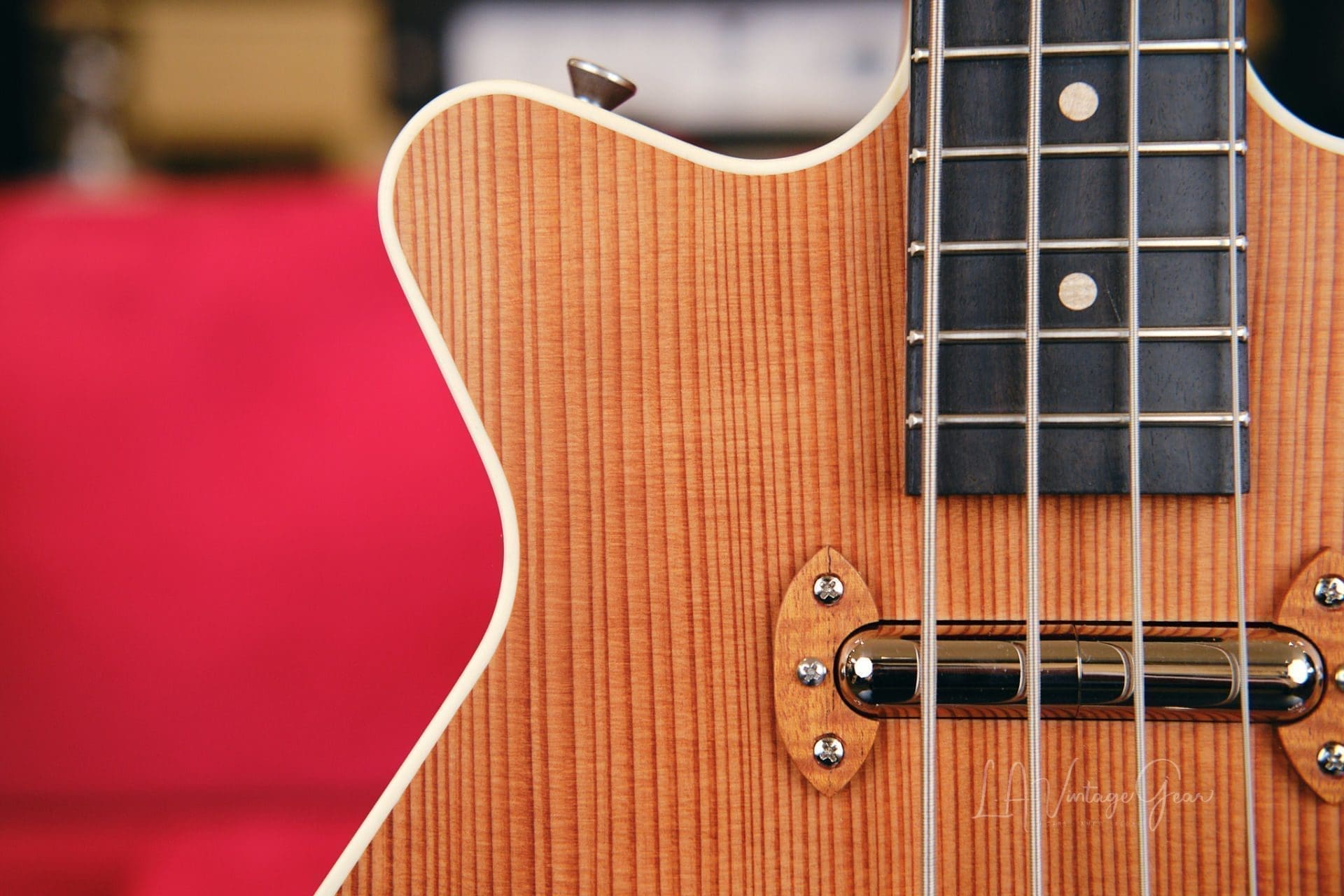 Grez 'Mendocino' Long Scale Electric Bass Guitar-Lightweight Semi-Hollowbody! Solid Old Growth Redwood Top! - Image 9