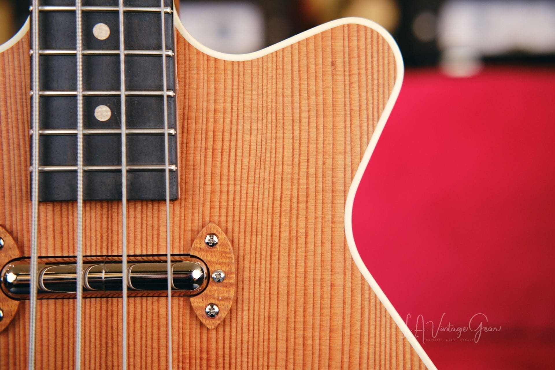 Grez 'Mendocino' Long Scale Electric Bass Guitar-Lightweight Semi-Hollowbody! Solid Old Growth Redwood Top! - Image 10