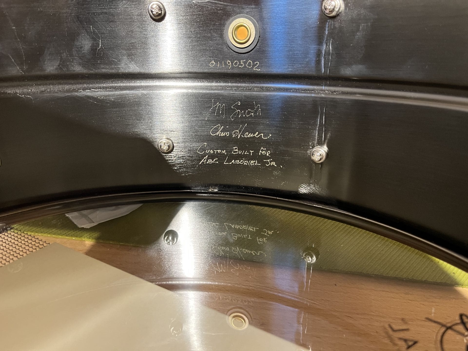 Heuer Drum Labs Custom Snare Drum Paradise LA 6.5"x14" Custom Hardware - Owned by Abe Laboriel Jr and Played with Paul McCartney! 2 of 2! - Image 7