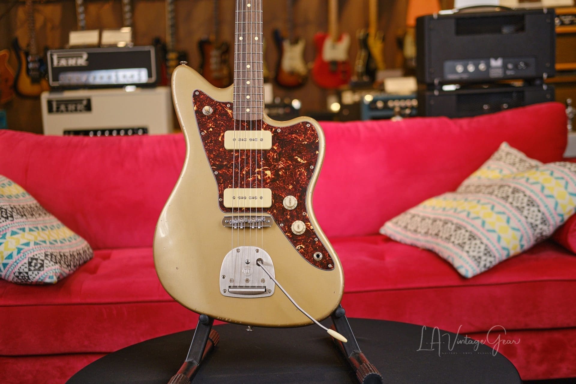 K-Line San Bernardino Jazz-Style Electric Guitar - In a Relic Firemist Gold Finish #030556 - Image 2