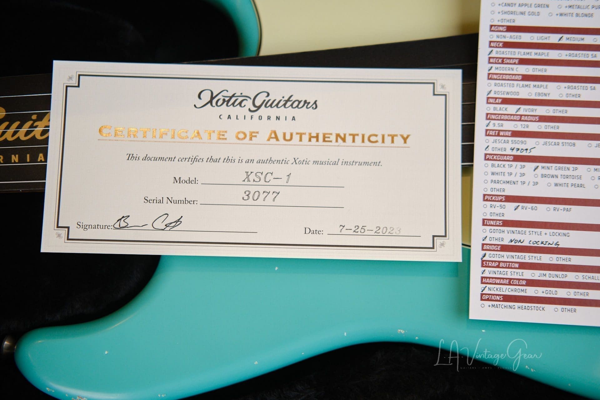 Xotic XSC-1 S-Style Electic Guitar - Medium Relic'd in a Sea Foam Green Finish - New Build (#3077)! - Image 11