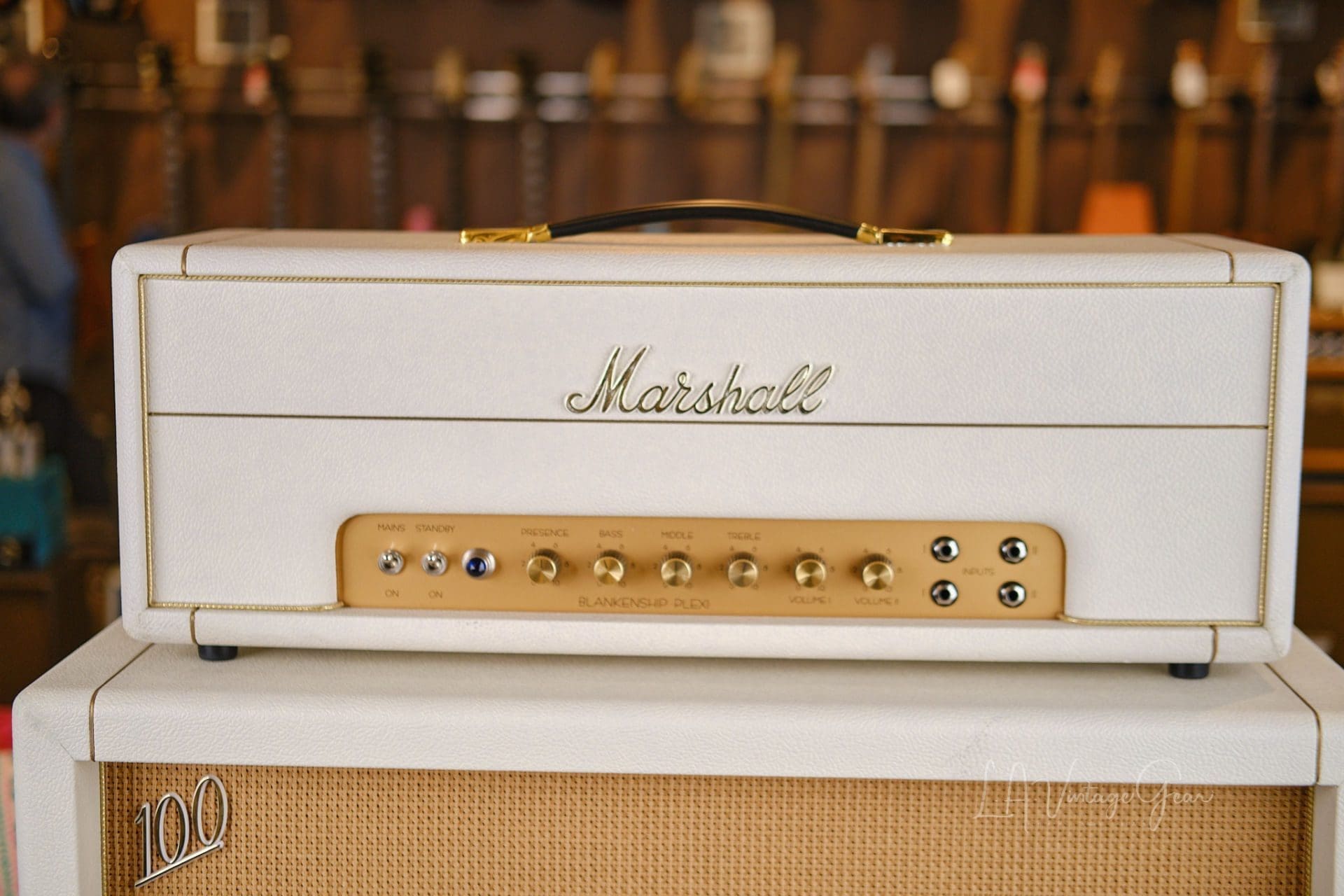 Blankenship JTM 45 in a Kerry Wright Head Shell and Kerry Wright 4x12 Cabinet - Loaded with Vintage 1970 Pre Rola Celestion 25w Greenbacks! - Image 2