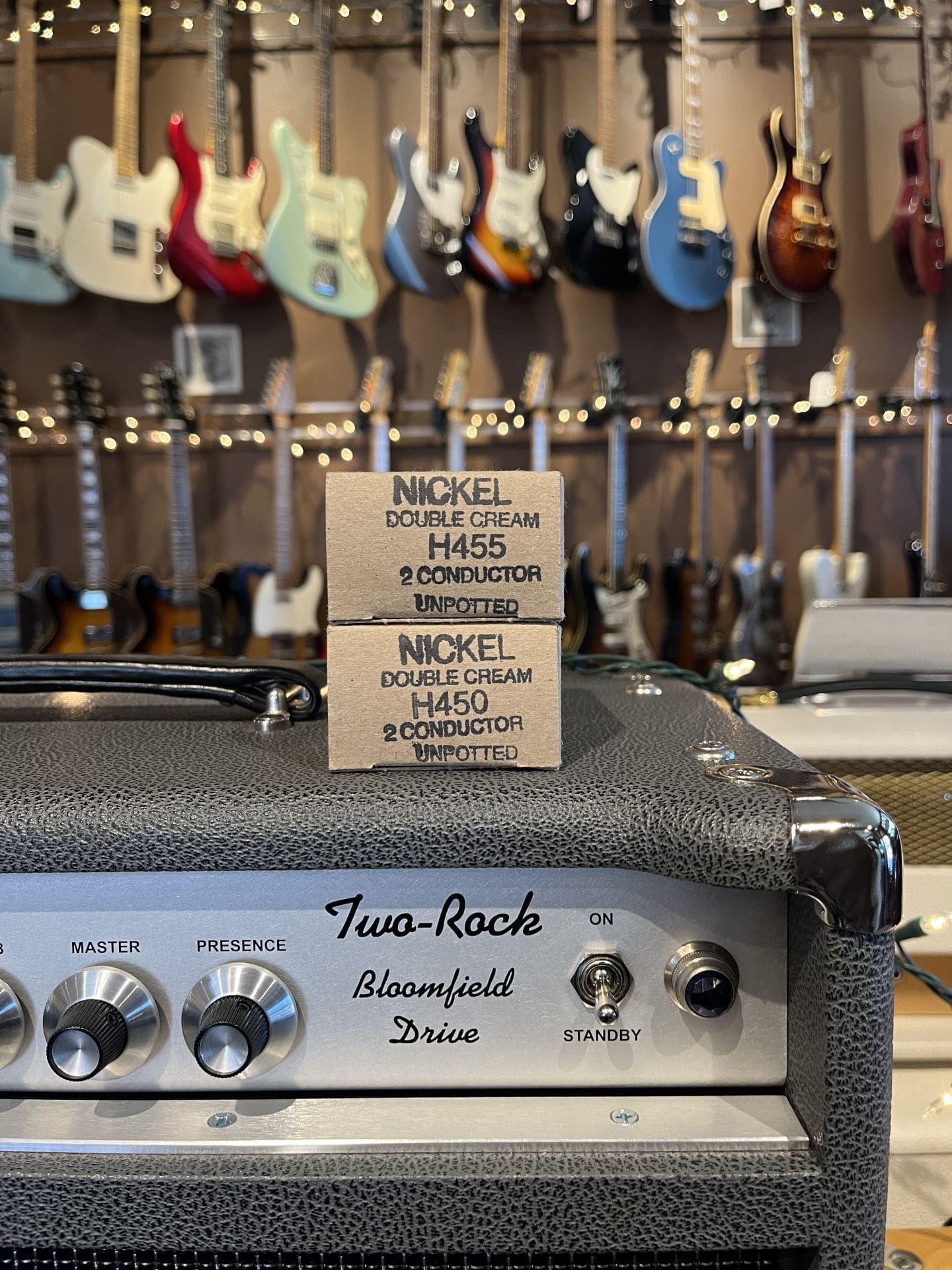 Tom Holmes H450 & H455 Pickup Set (Double Cream, Unpotted, 2 Conductor) - Nickel Covers, Brand New!