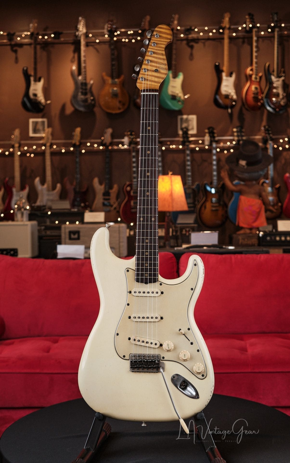 M.B. Guitars '62-S - Relic'd Olympic White with Flame Maple Neck, Just In!