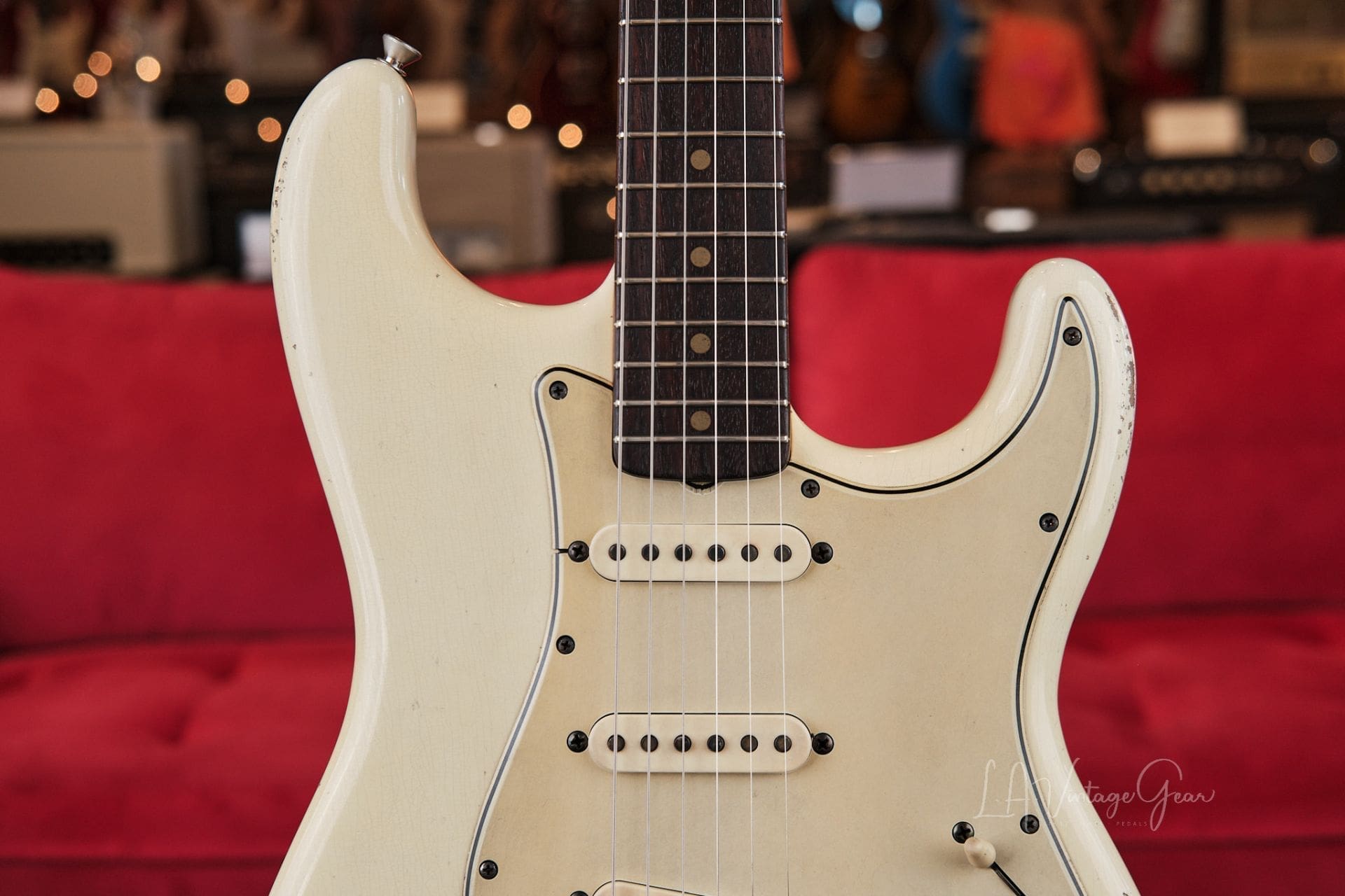 M.B. Guitars '62-S - Relic'd Olympic White with Flame Maple Neck, Just In! - Image 4