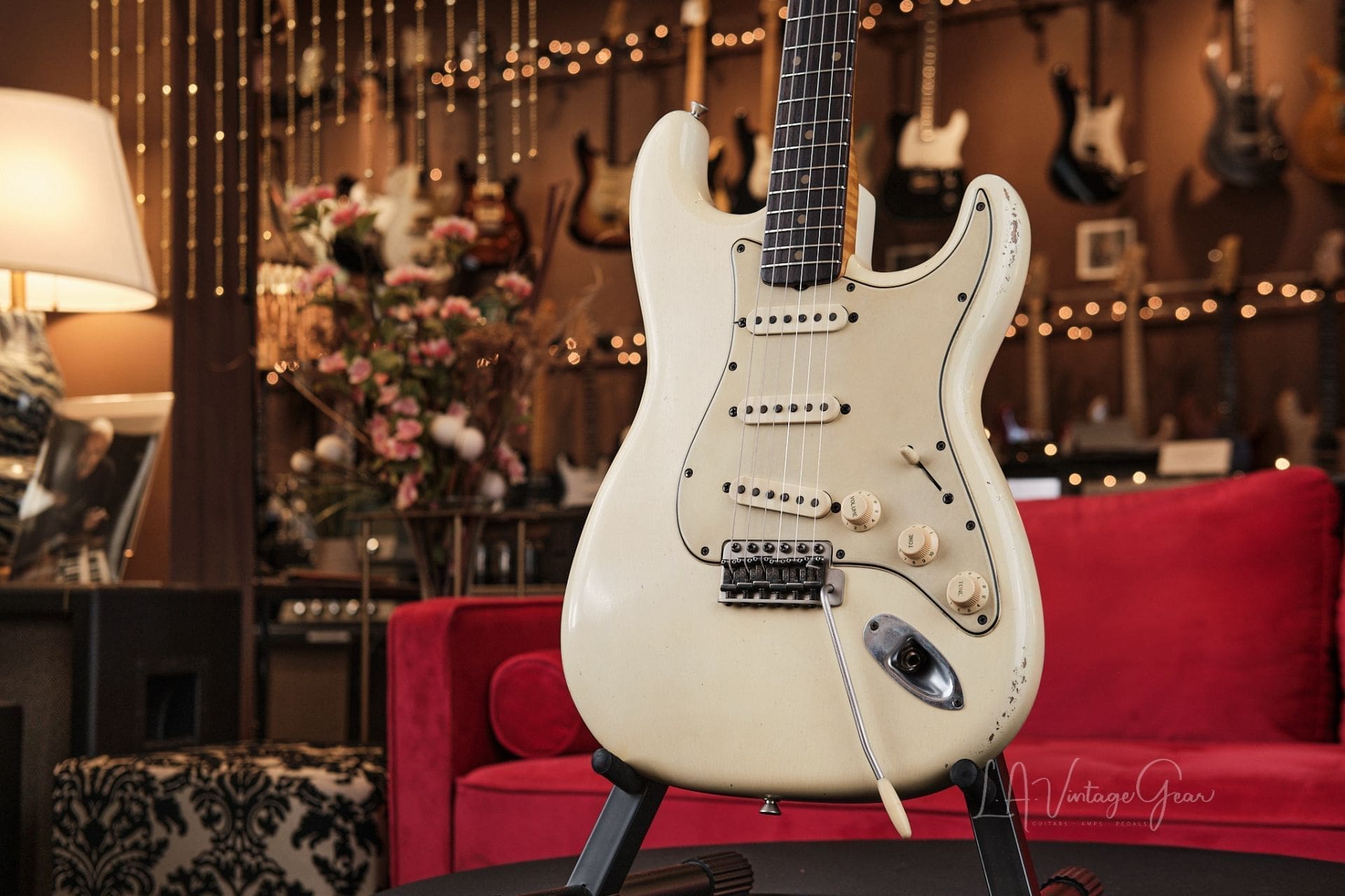 M.B. Guitars '62-S - Relic'd Olympic White with Flame Maple Neck, Just In! - Image 2