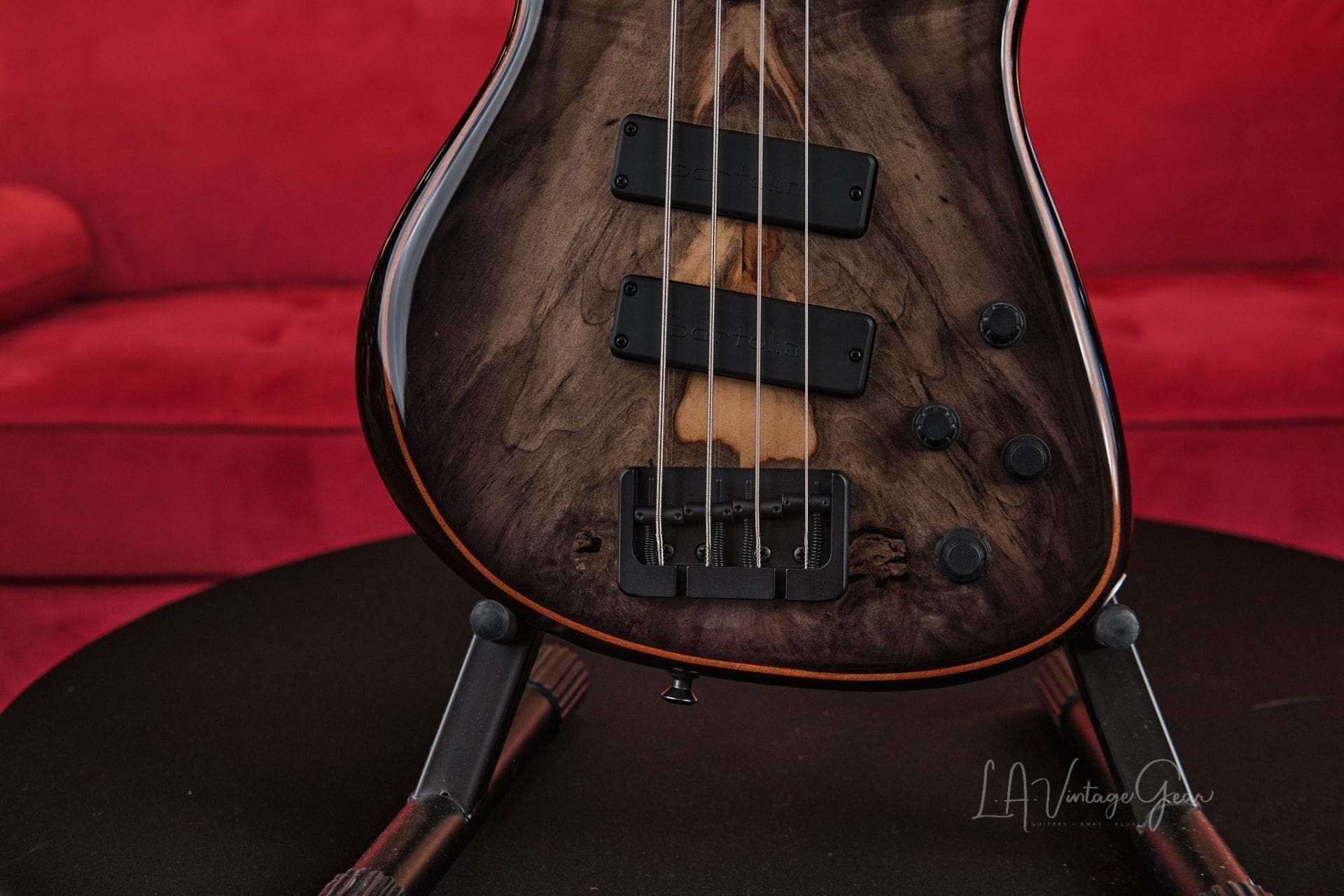 Roscoe LG3000 4 String Bass - With Beautiful Buckeye Burl Top and Bartolini Preamp! - Image 5