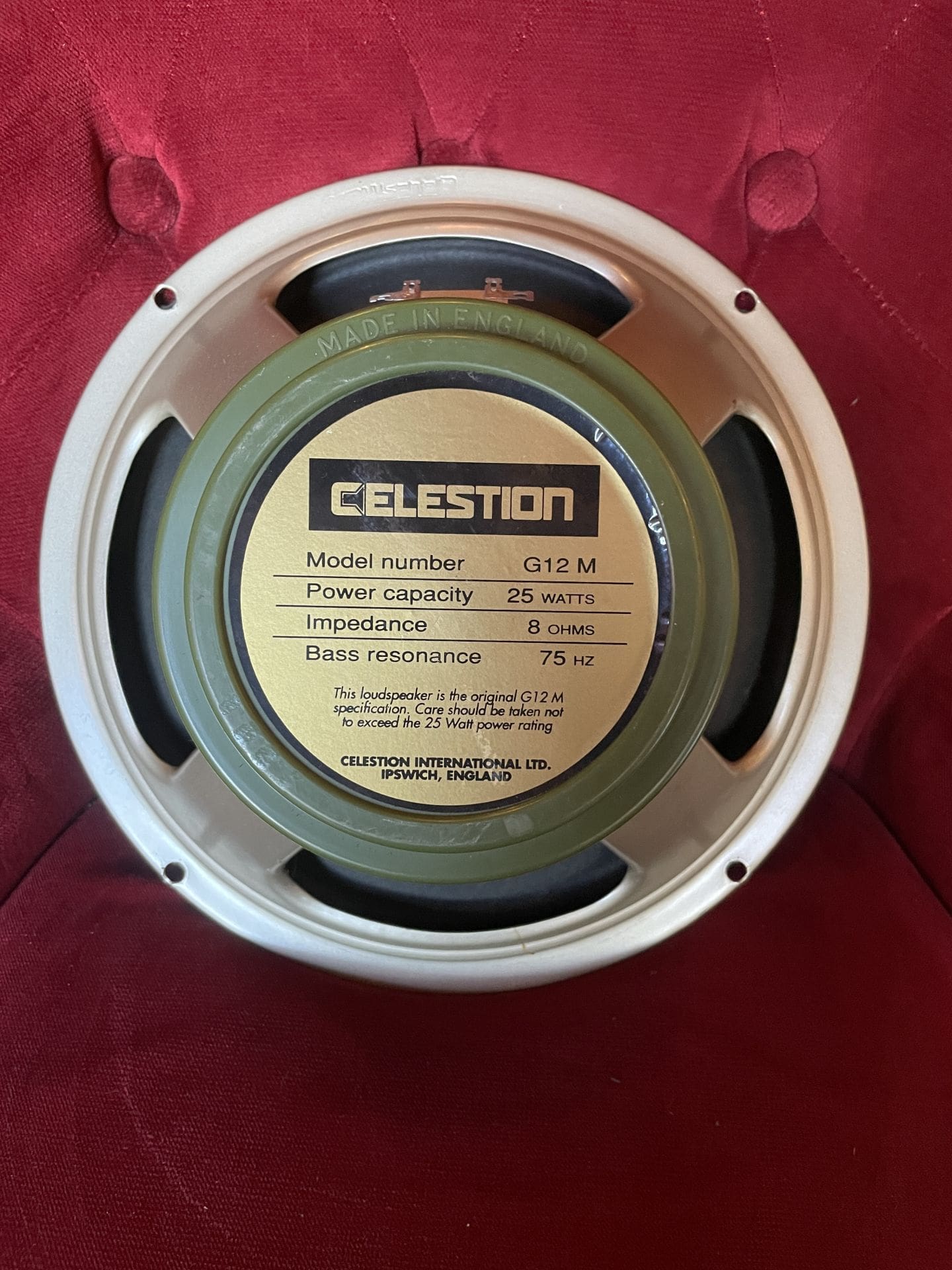 Celestion G12M Green Back 12" Speaker - 8 Ohms - 25watts