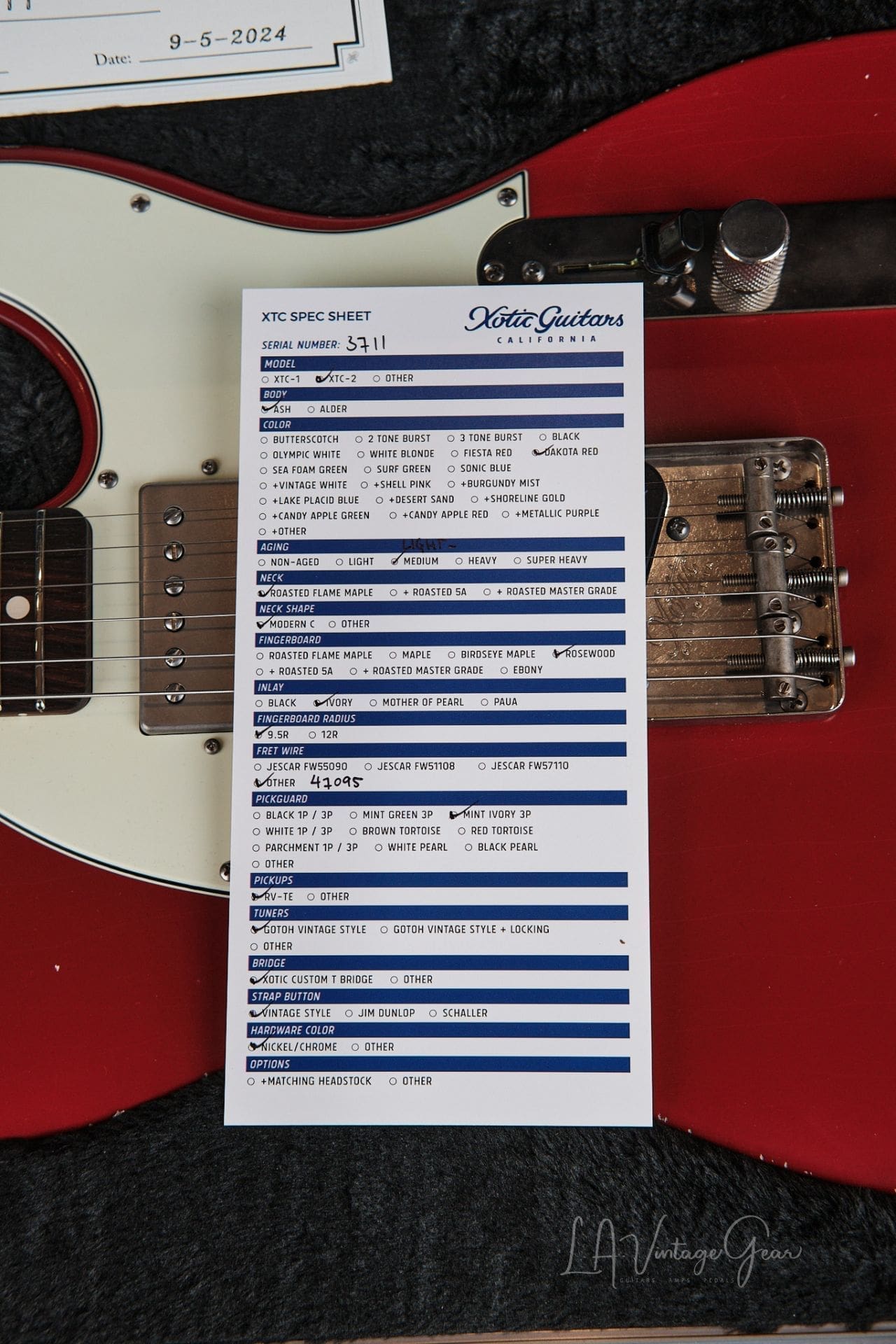 Xotic XTC-2 T-Style Relic'd Electric Guitar - Dakota Red Finish #3711- New Build! - Image 13