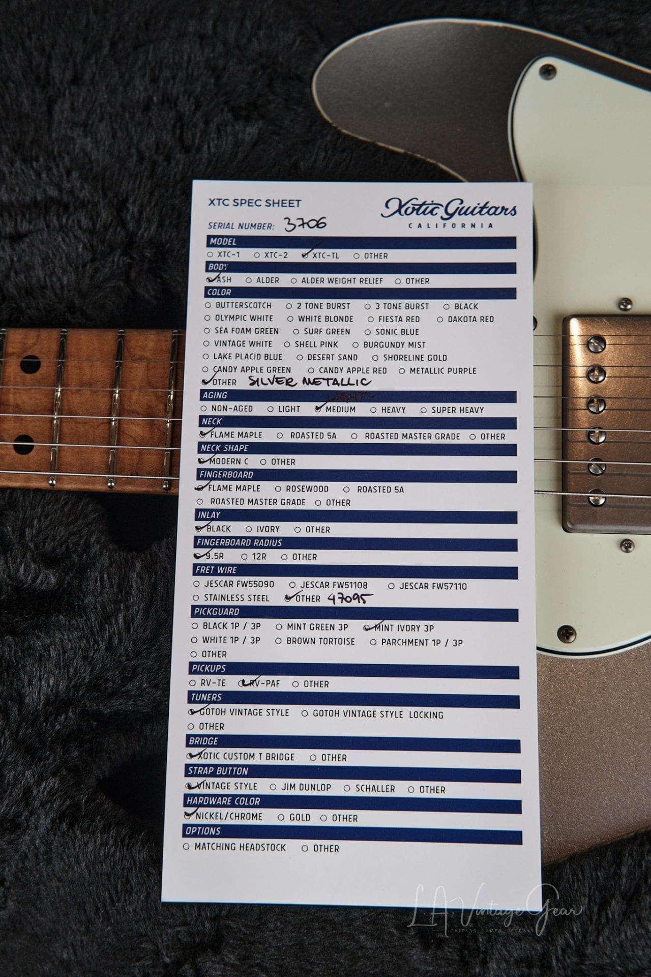 Xotic XTC-TL T-Style Relic'd Electric Guitar - Silver Metallic Finish Double Bound Thinline #3706- One of Ten We Just Got In! - Image 15