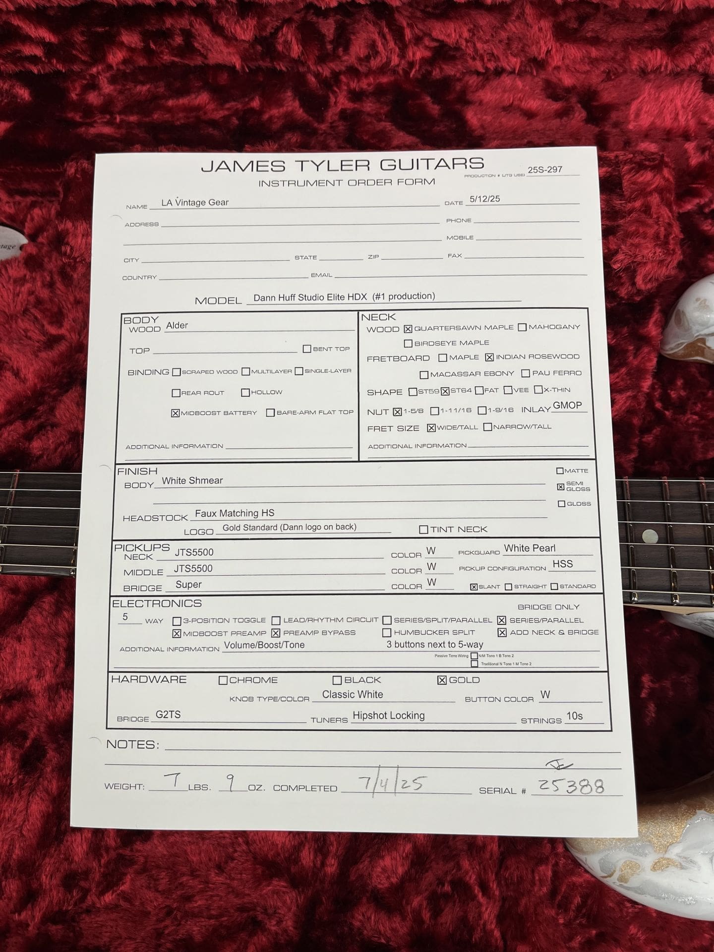 James Tyler Dann Huff Studio Elite HDX Electric Guitar - The First One Made! - Image 10