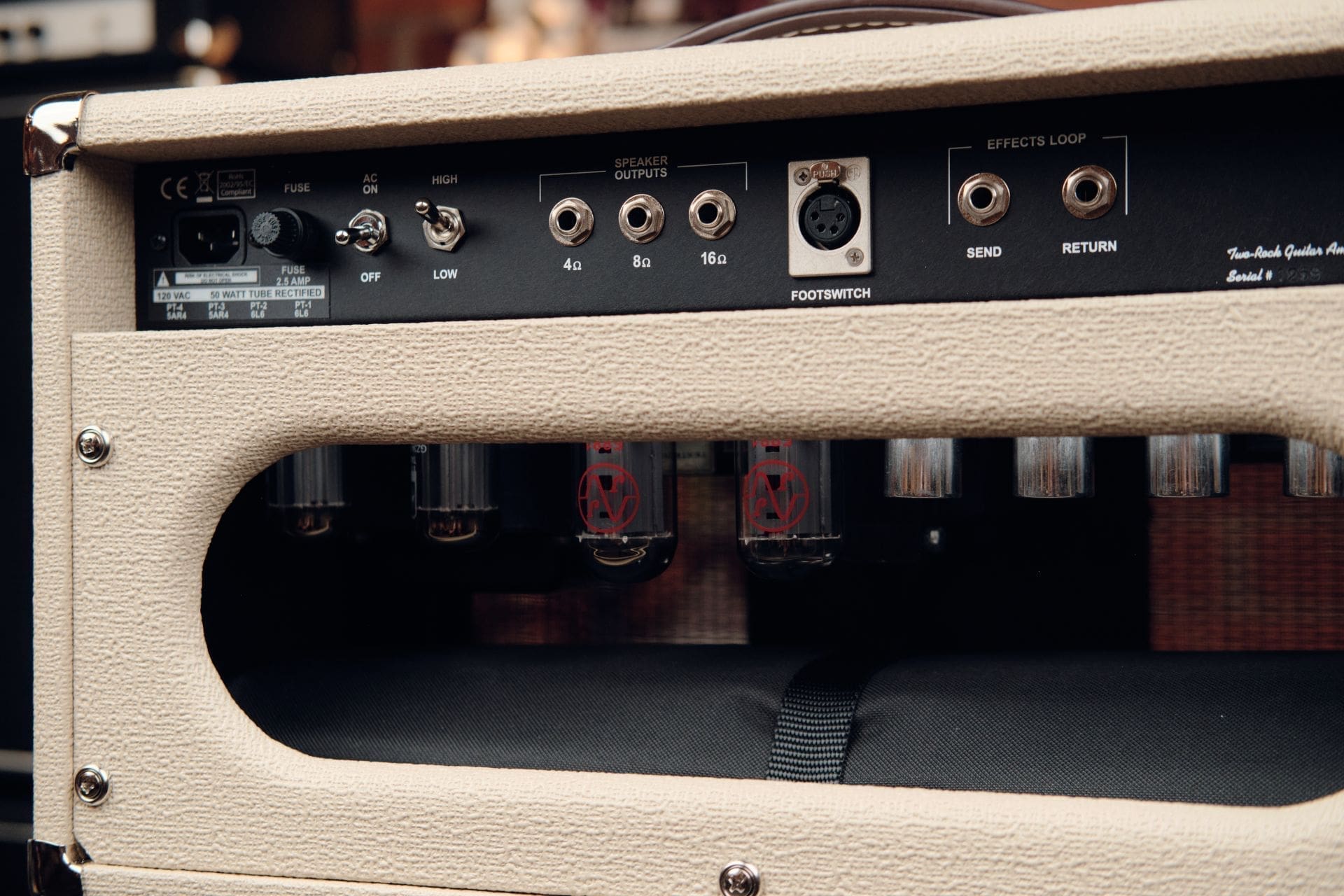Two Rock Classic Reverb Signature 50 Watt Tube Rectified Head - Blonde Tolex with Oxblood Grillcloth! - Image 6