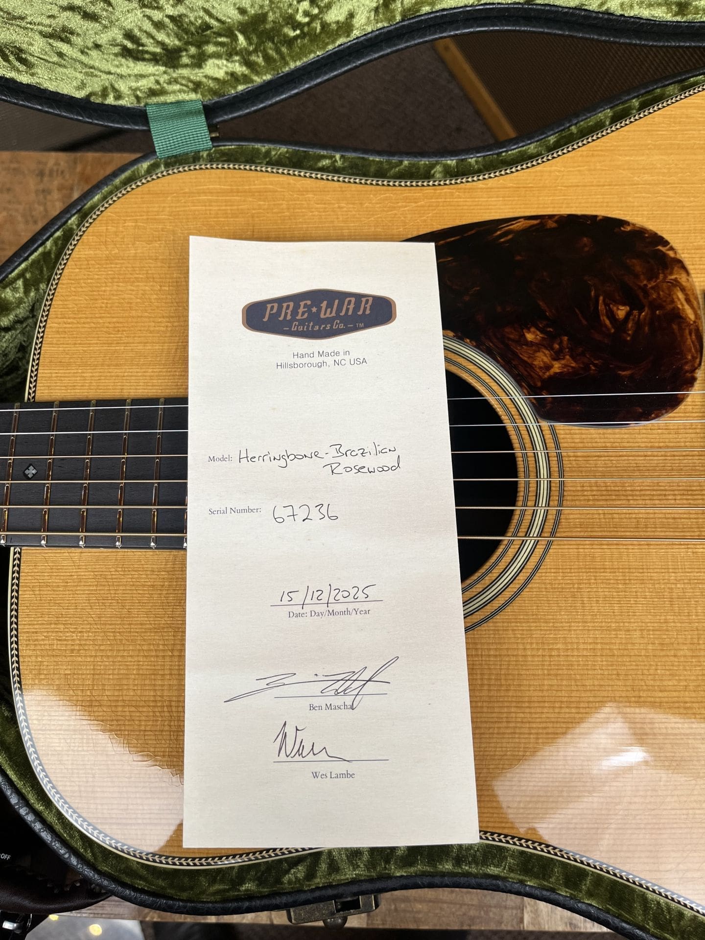 Pre-War Guitars Co. Herringbone Model Acoustic Guitar - Brazilian Rosewood Back & Sides! Just In! - Image 15