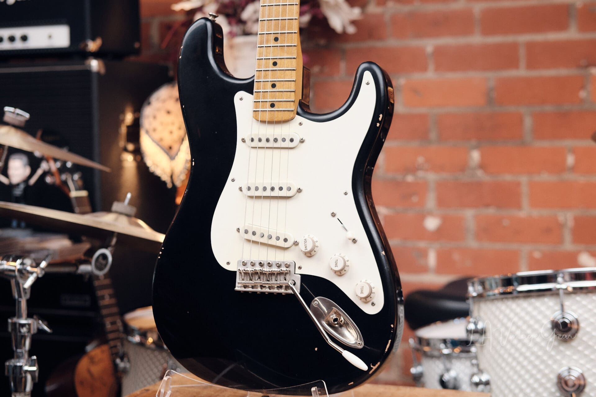K-Line Springfield S-Style Electric Guitar - Black with Maple #060157 - Image 4
