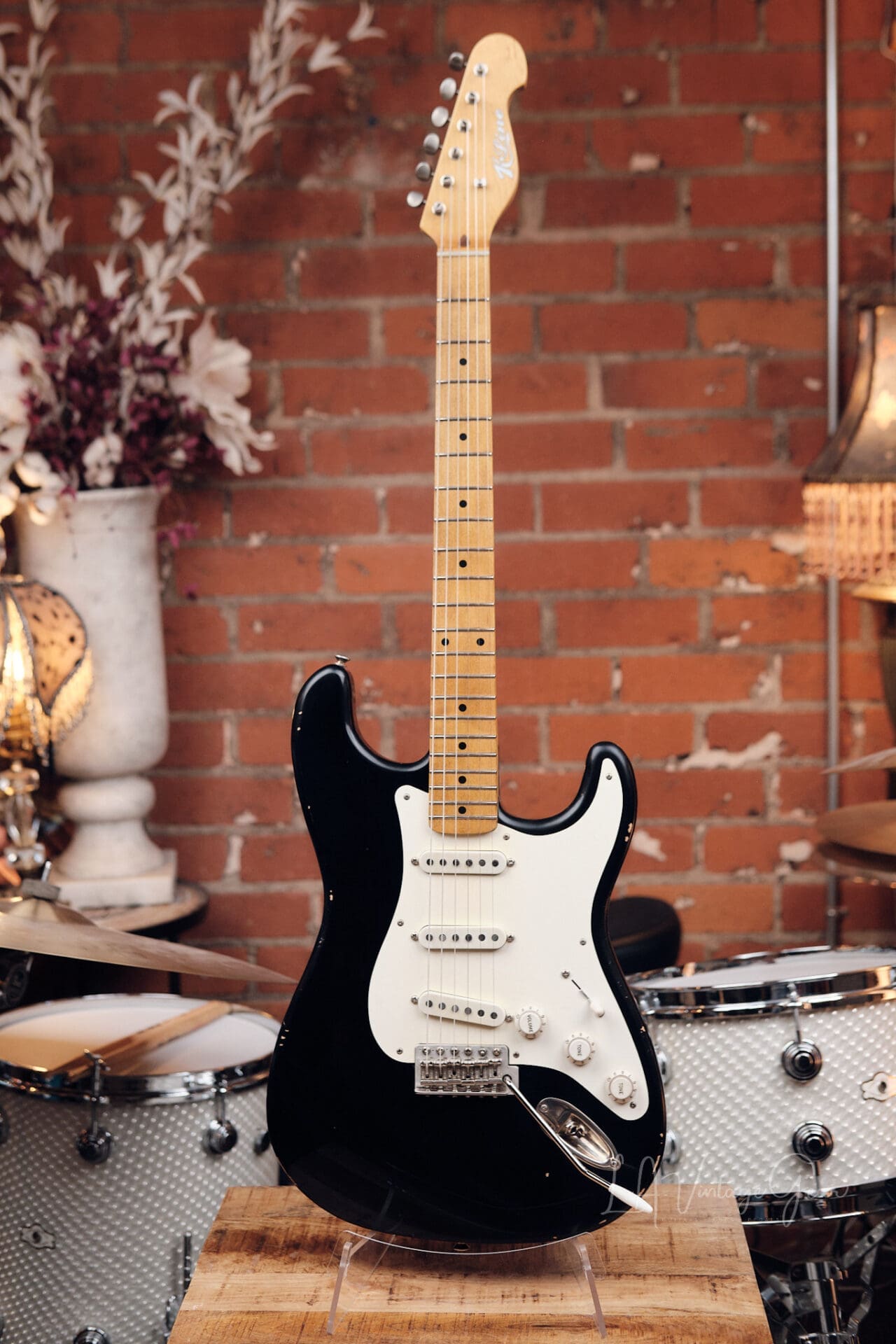 K-Line Springfield S-Style Electric Guitar - Black with Maple #060157